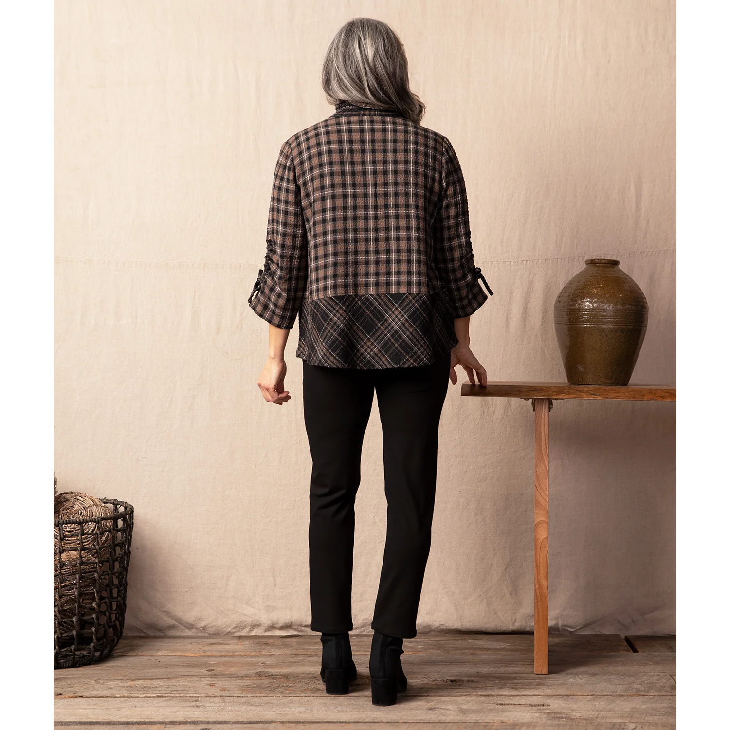 Habitat Autumn Plaid Mix Jacket Women's Clothing Morel - Image 2