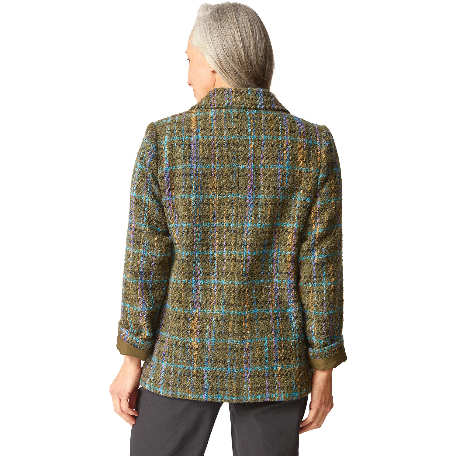Habitat Confetti Plaid Cozy Blazer Women's Outerwear Avocado - Image 2