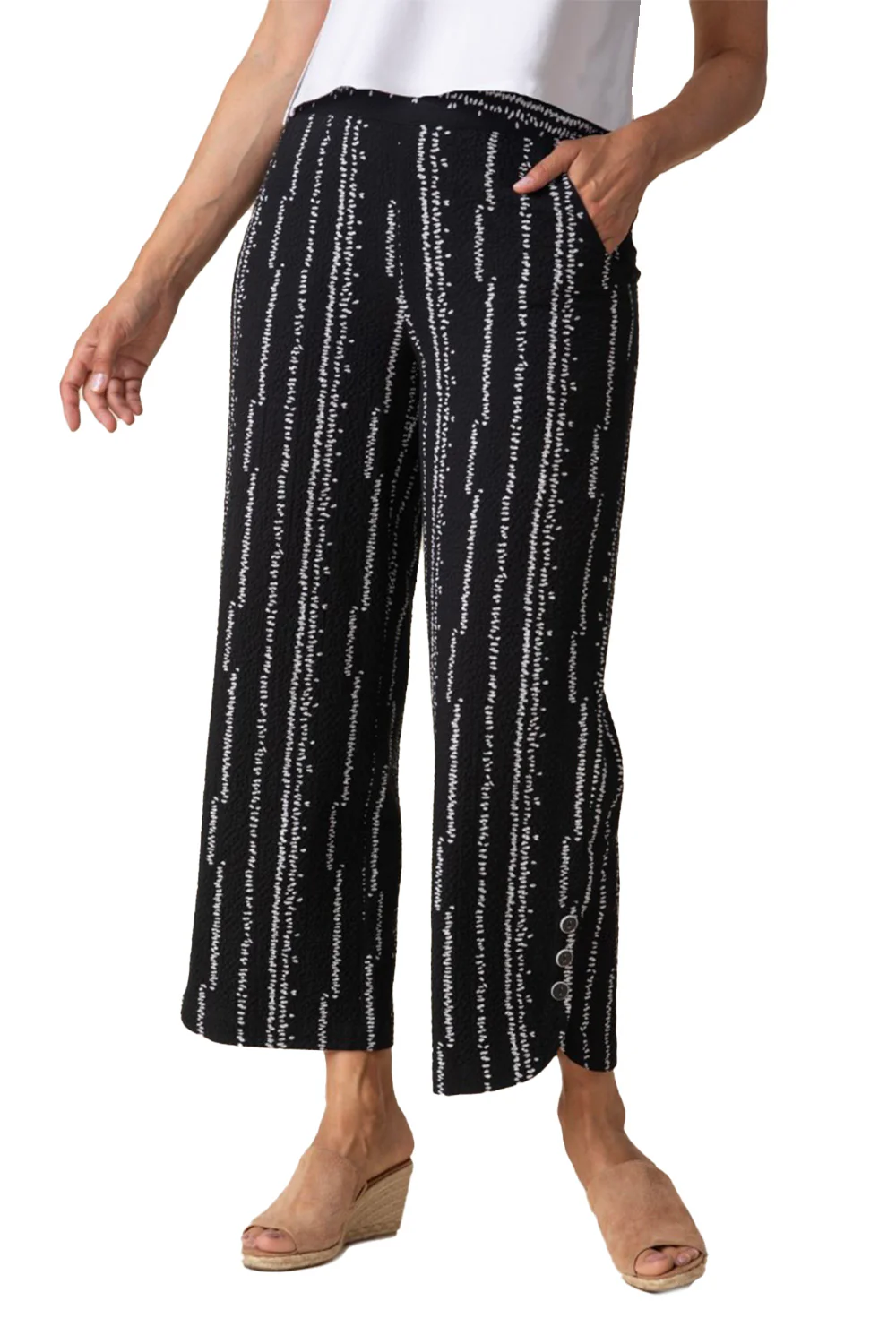 Habitat Crinkle Crepe Tulip Hem Crop Women's Pants Black