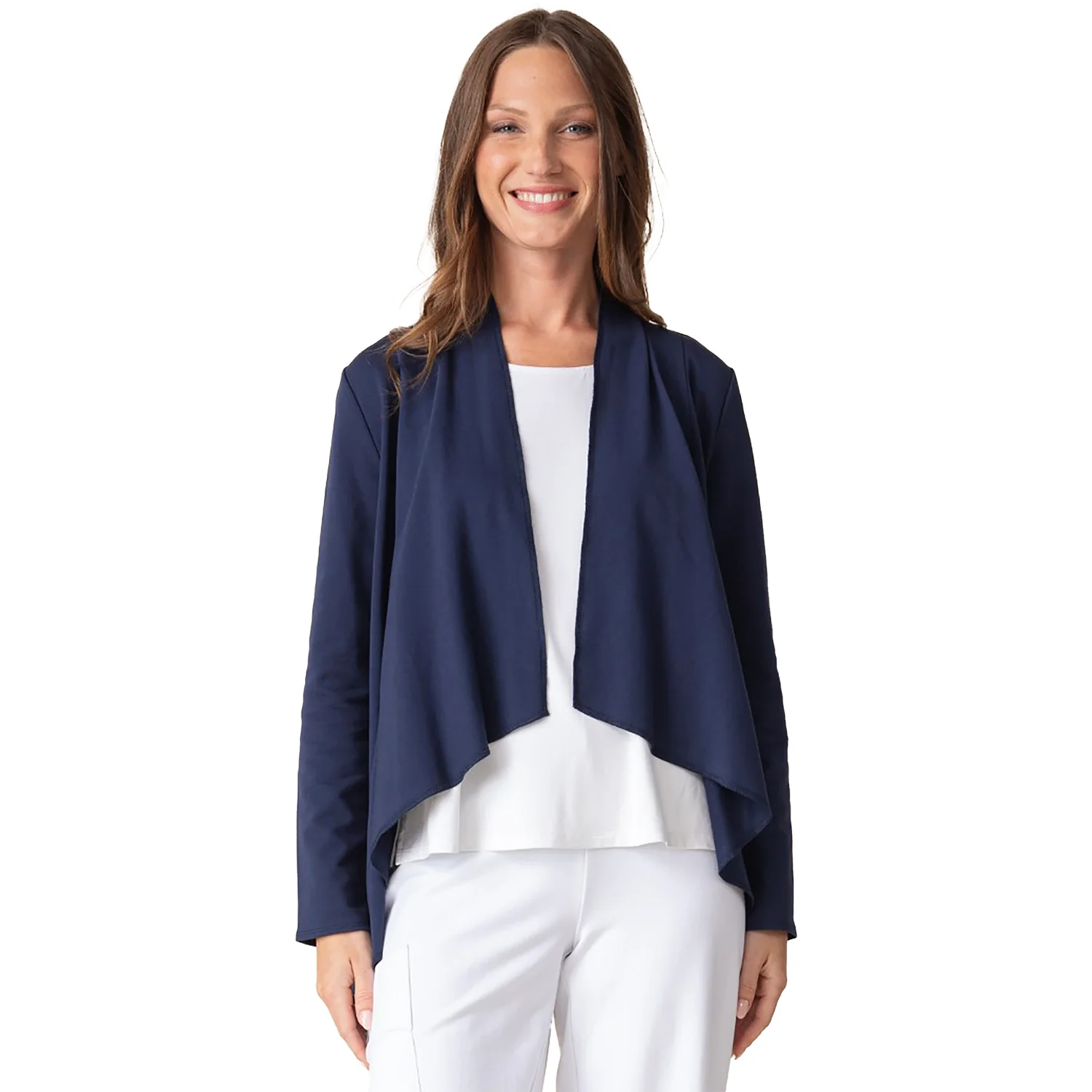 Habitat French Terry Drape Front Jacket Women's Outerwear Navy