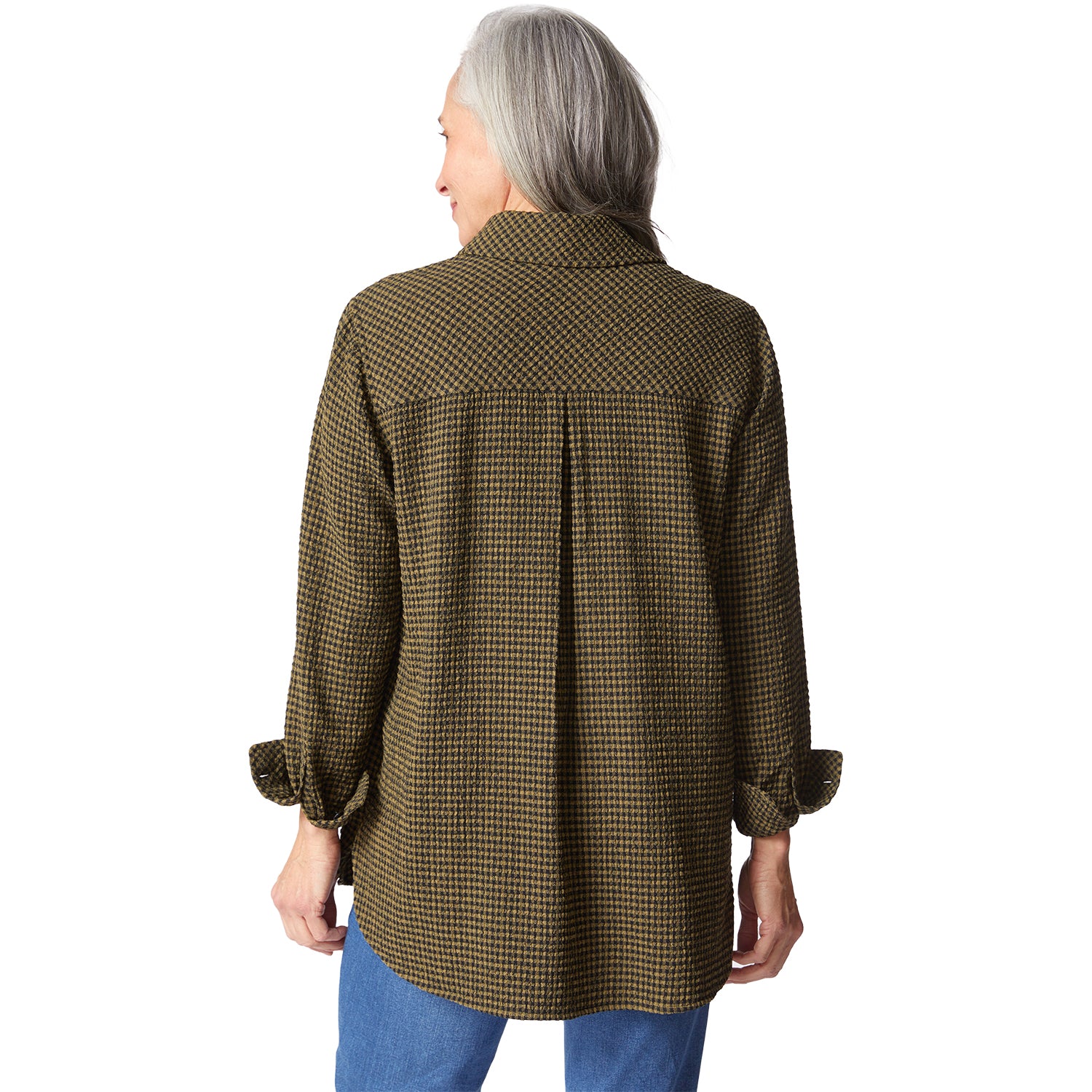 Habitat Girl Gone Plaid Boyfriend Pocket Shirt Women's Long-Sleeve Top Avocado - Image 2