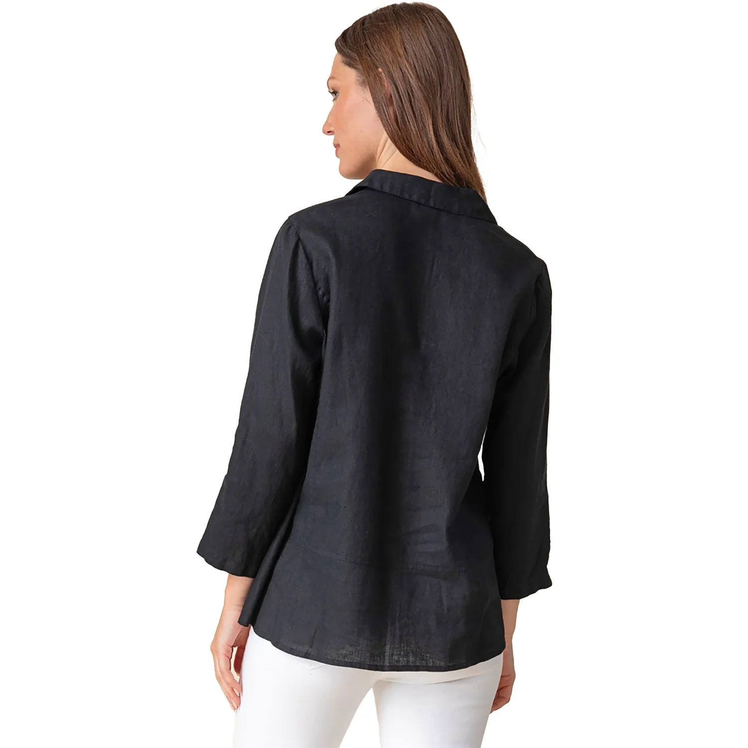 Habitat Linen Solid Favorite Shirt Women's Long Sleeve Top Black - Image 2