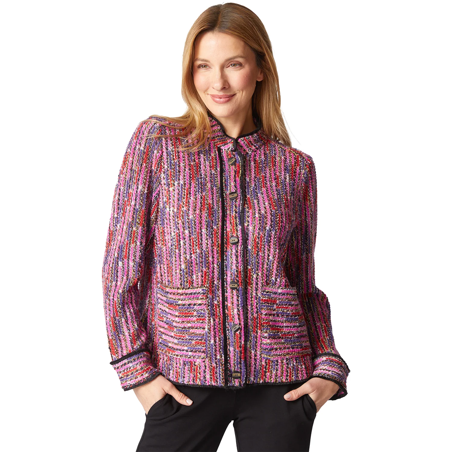 Habitat Mosaic Knit Fringe Jacket Women's Outerwear Multi