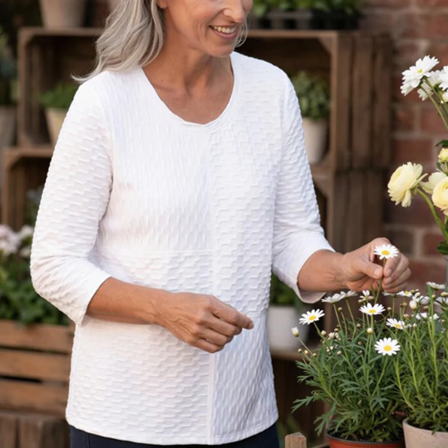 Habitat Newport Knit Seamed Top Women's Long Sleeve Top White - Image 3