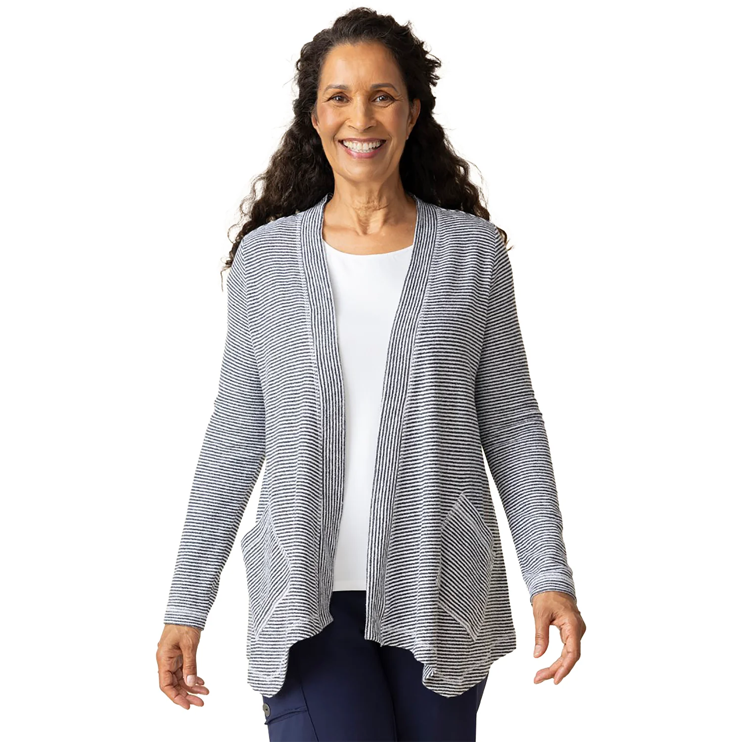 Habitat Pasadena Stripe Resort Cardigan Women's Long Sleeve Top Black