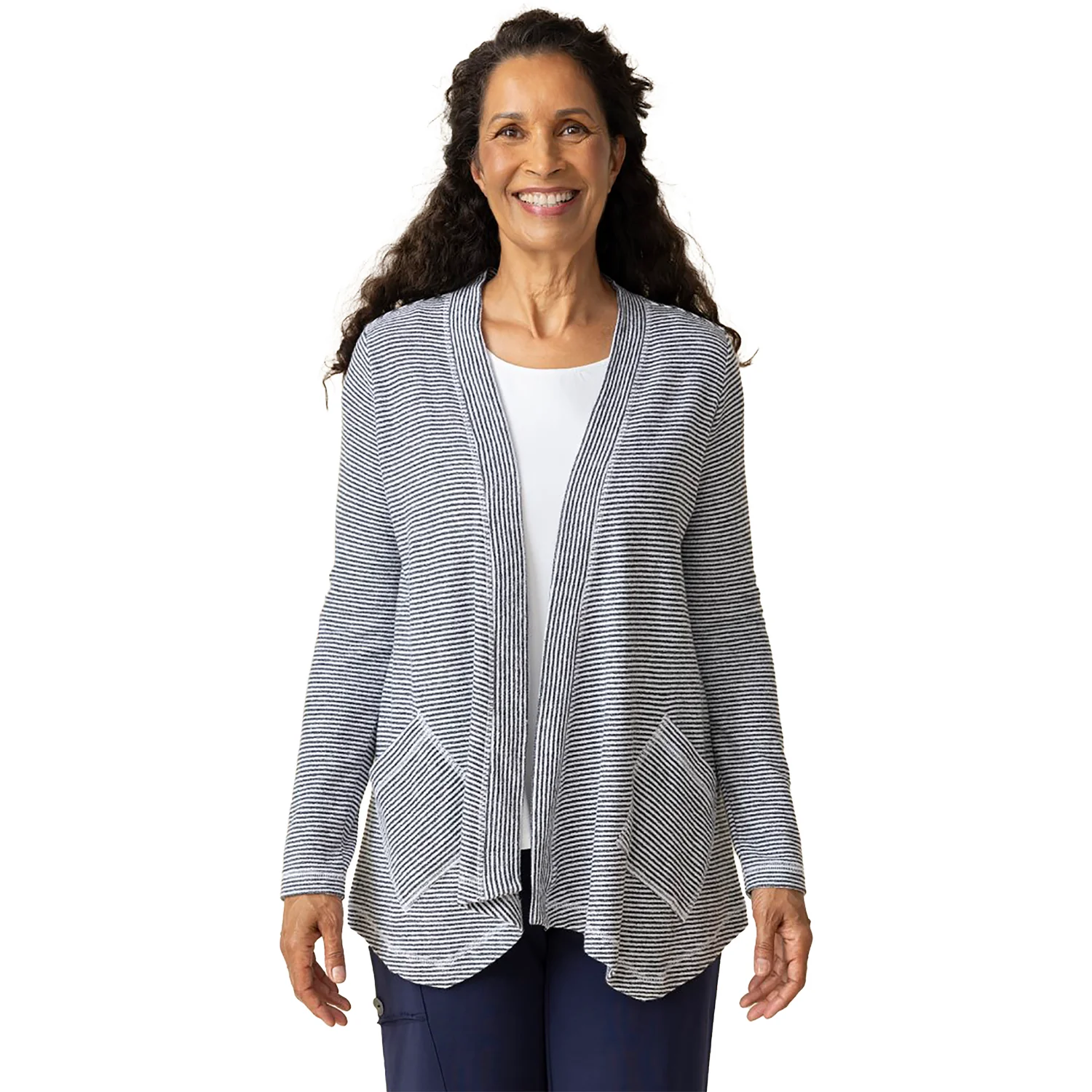 Habitat Pasadena Stripe Resort Cardigan Women's Long Sleeve Top Black - Image 2