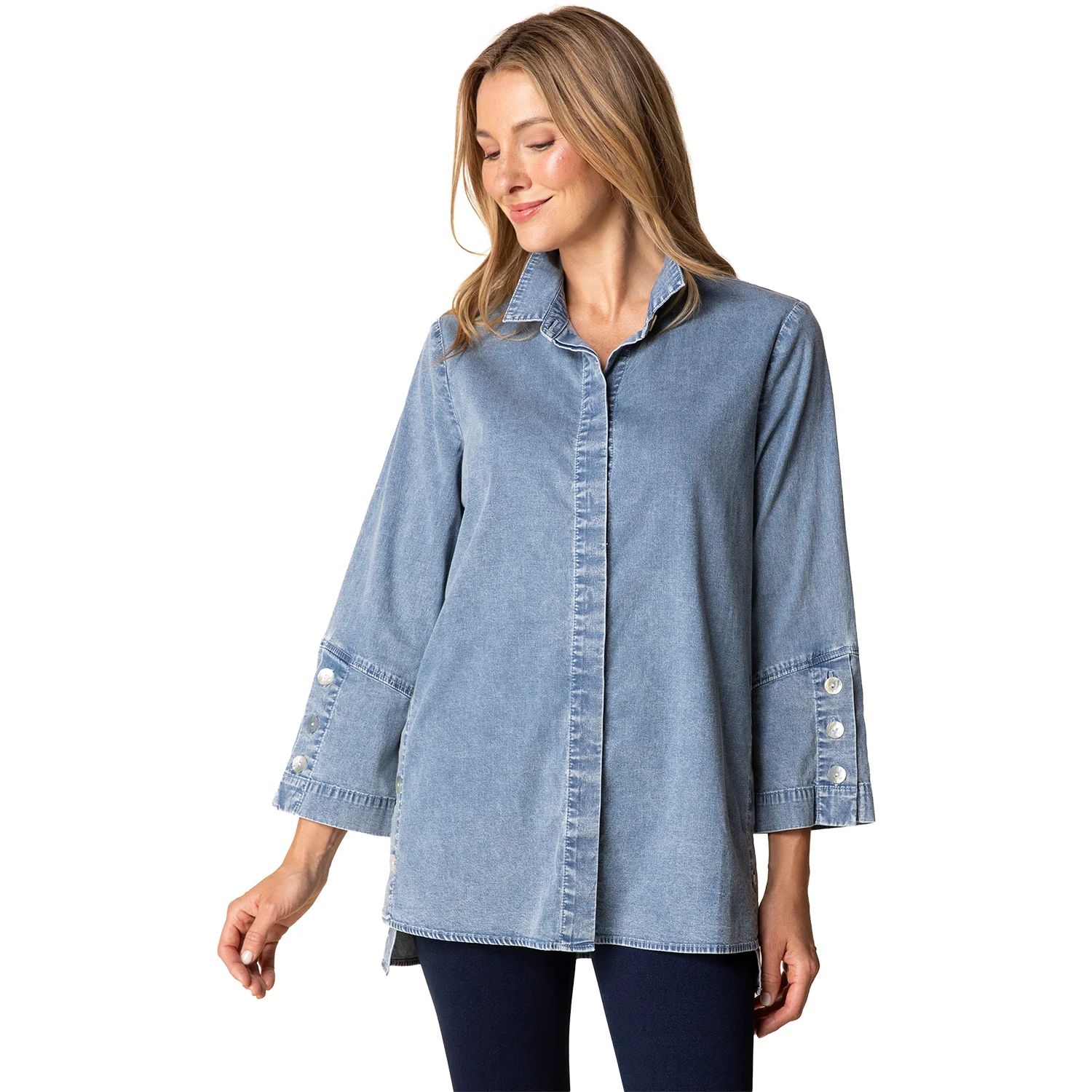 Habitat Perfect Travel Side Button Tunic Women's Light Denim - Image 2