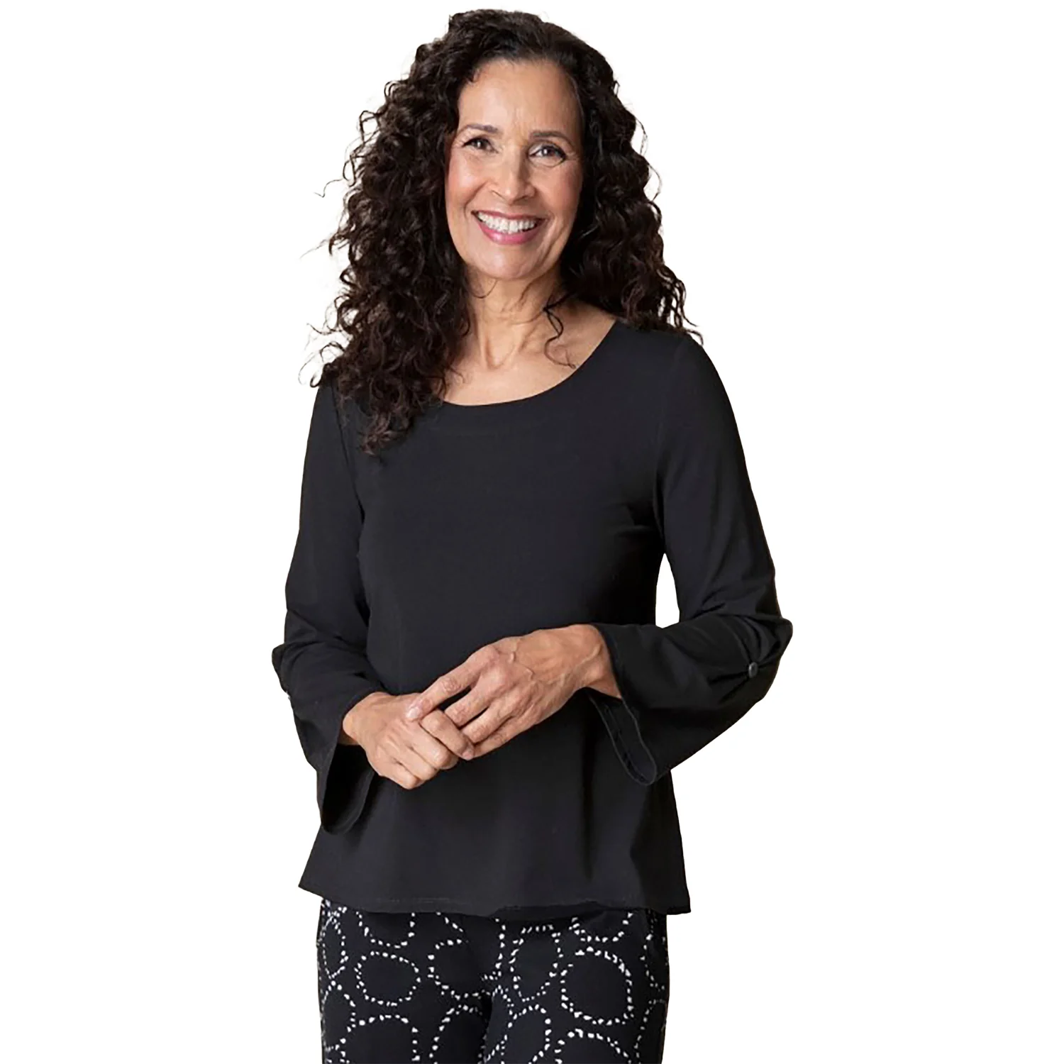 Habitat Pleated Sleeve Tee Women's Top Black
