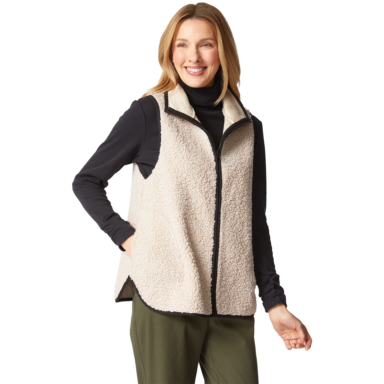 Habitat Reversible Faux /Sherpa Allie Vest Women's Outerwear Vests Dove - Image 2