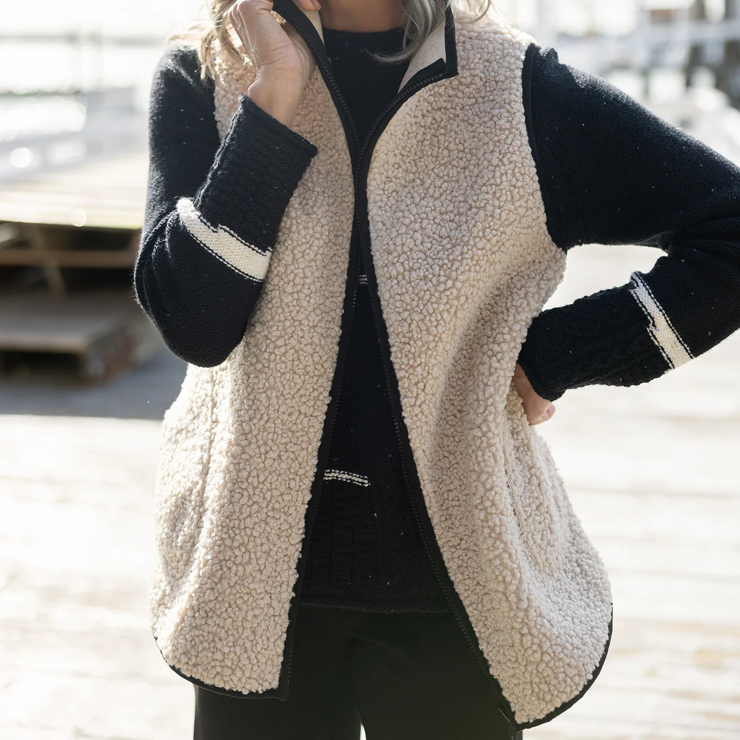 Habitat Reversible Faux /Sherpa Allie Vest Women's Outerwear Vests Dove - Image 4