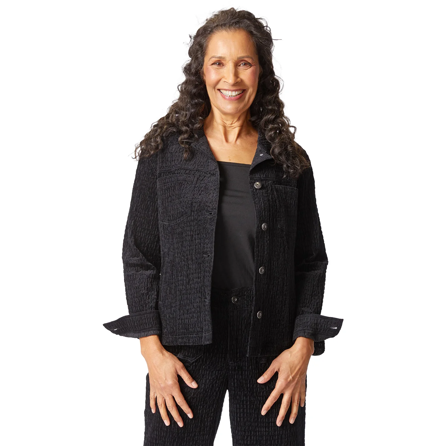 Habitat Rustic Stretch Cord Boyfriend Jacket Women's Outerwear Black