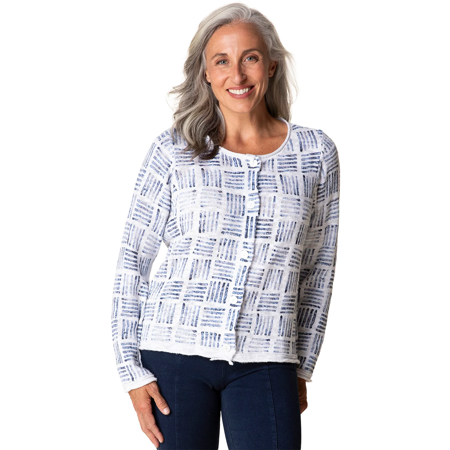 Habitat Softly Stamped Easy Cardigan Women's Long Sleeve Top White
