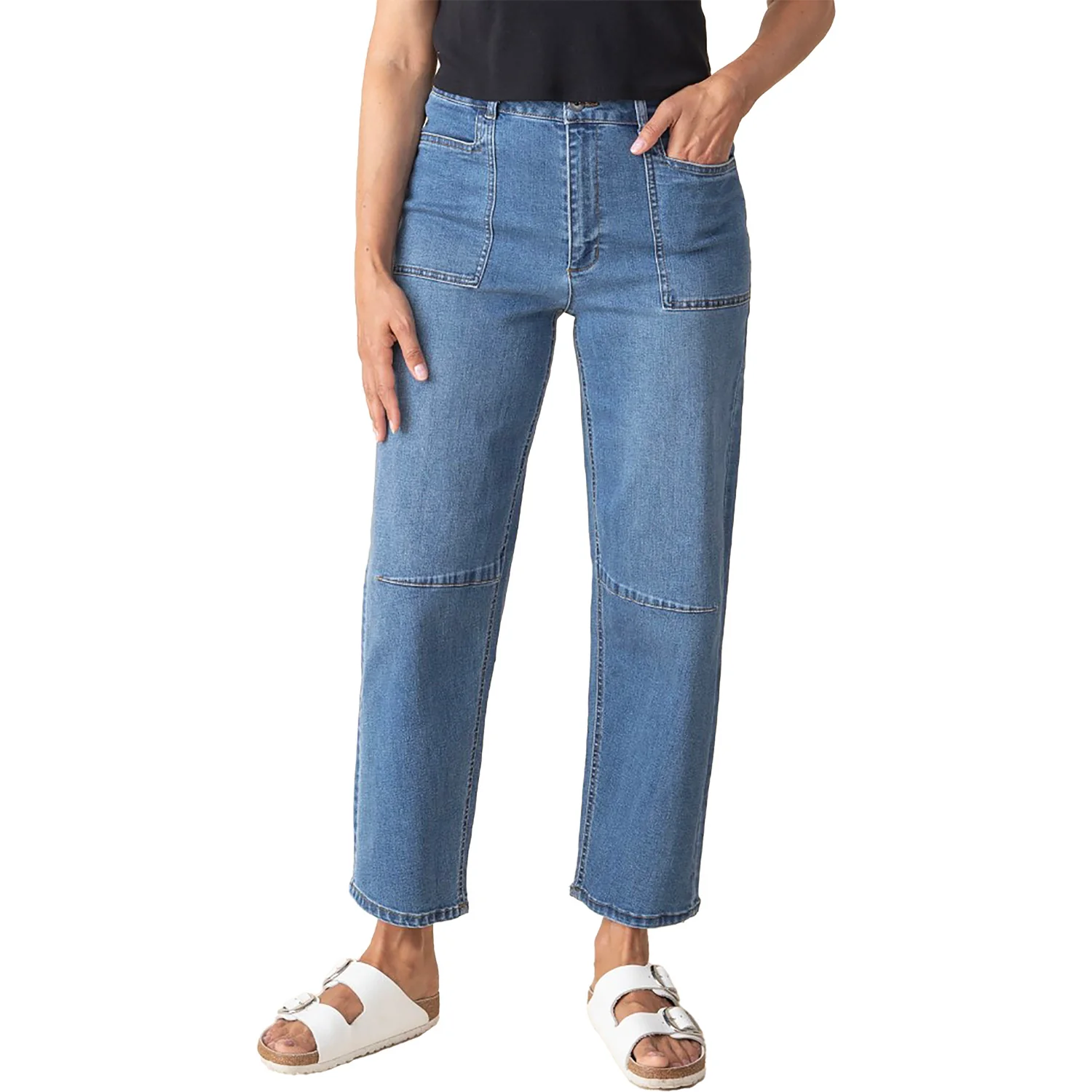 Habitat Stretch Denim Barrel Leg Women's Pants Medium Denim