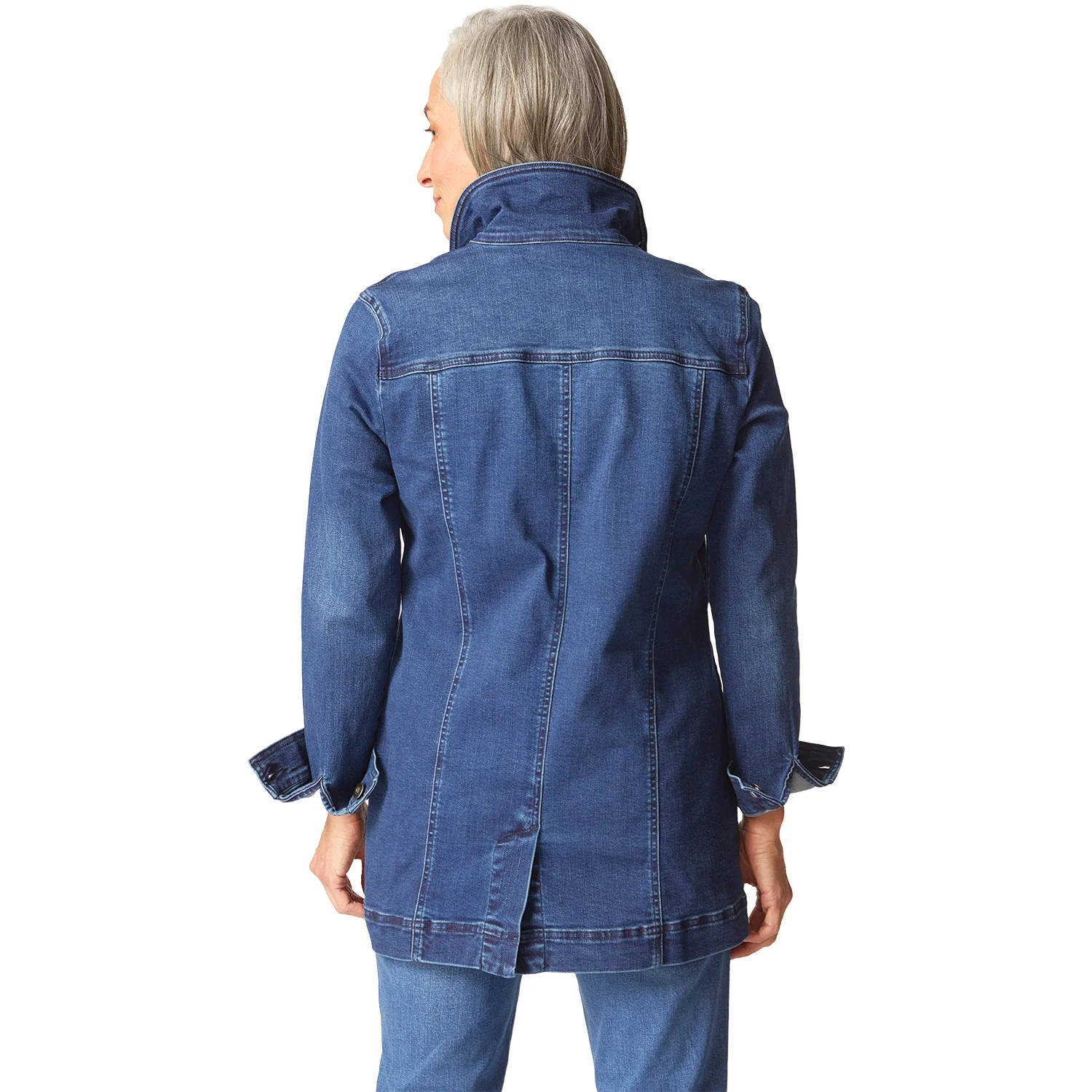 Habitat Stretch Denim Boyfriend Jacket Women's Outerwear Dark Denim - Image 3