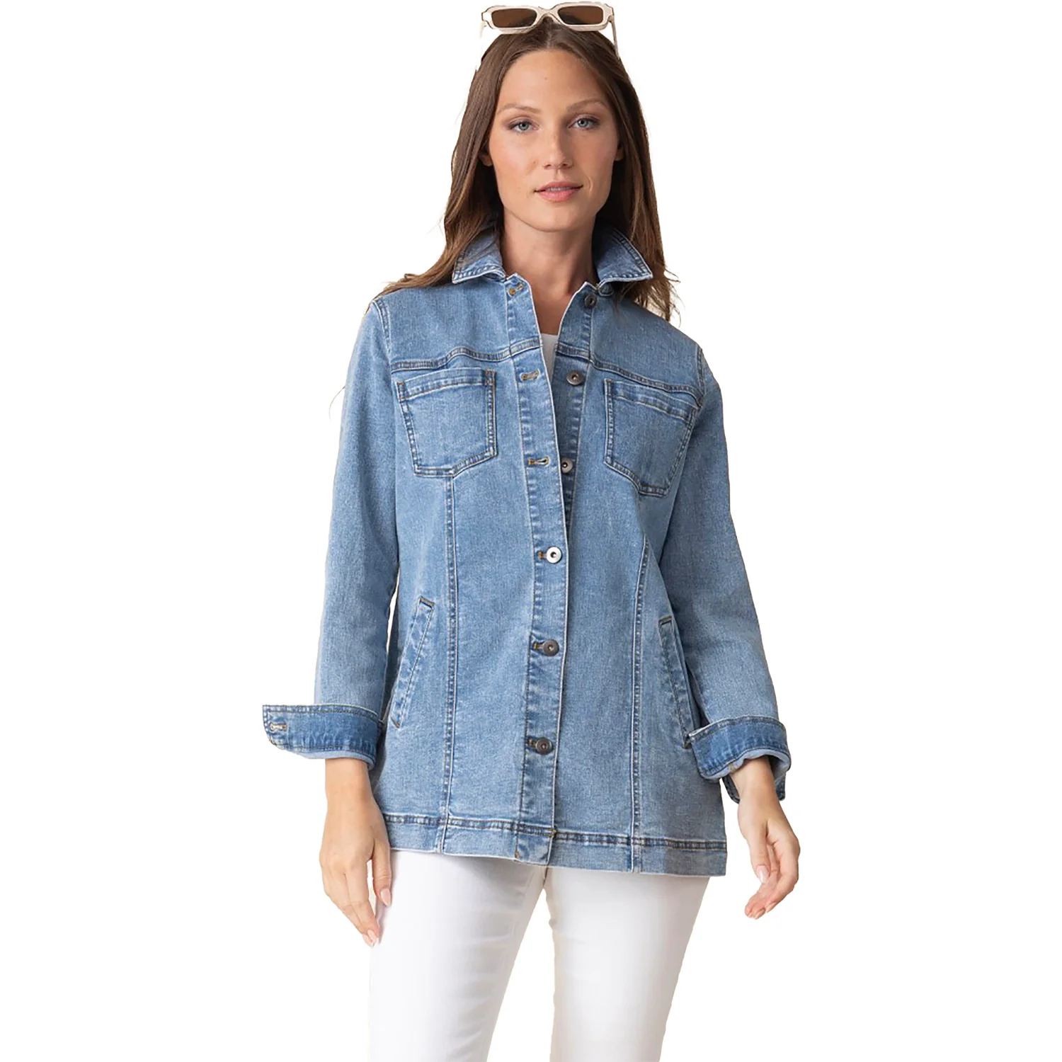 Habitat Stretch Denim Boyfriend Jacket Women's Outerwear Light Denim