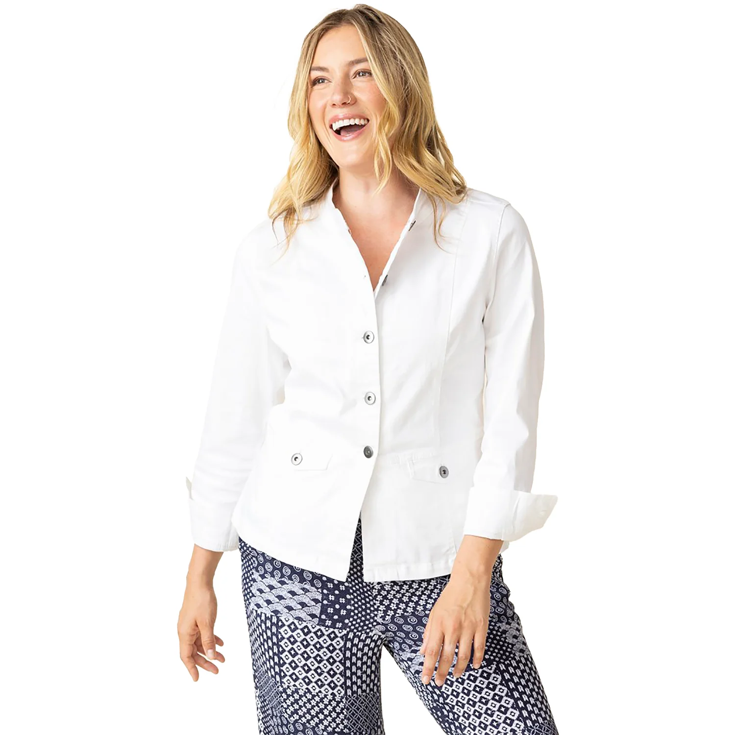 Habitat Stretch Denim Moto Jacket Women's Outerwear White - Image 2