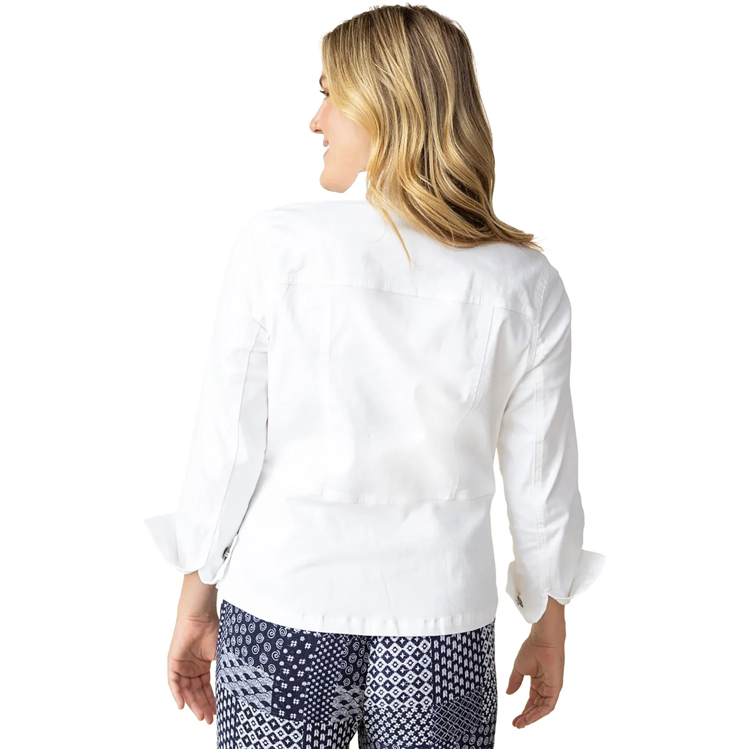 Habitat Stretch Denim Moto Jacket Women's Outerwear White - Image 3