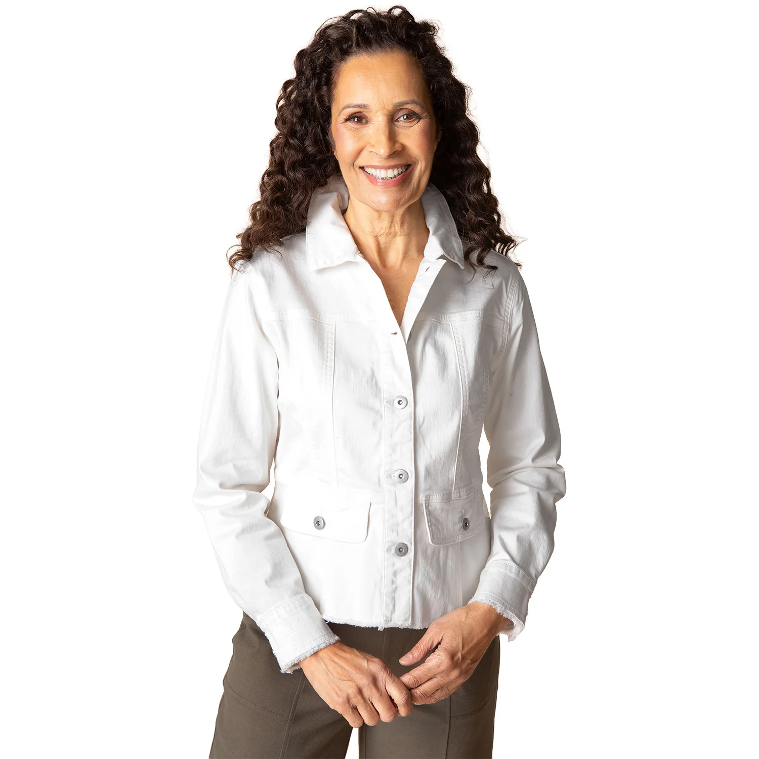Habitat Stretch Denim Peplum Jacket Women's Outerwear White