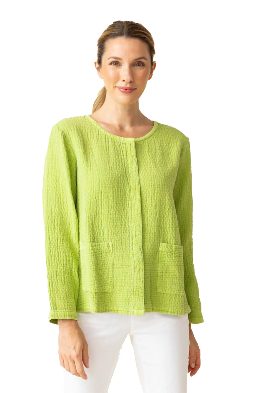 Habitat Sun Washed Jaquard Snappy Jacket Women's Outerwear Leaf