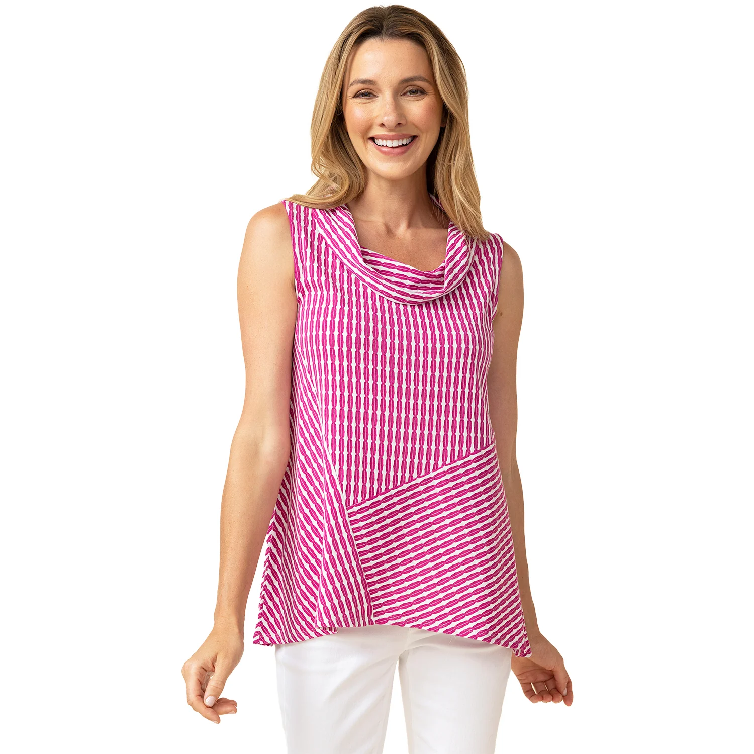 Habitat Uptown Stripe Sleeveless Cowl Top Women's Tank Top Fuchsia