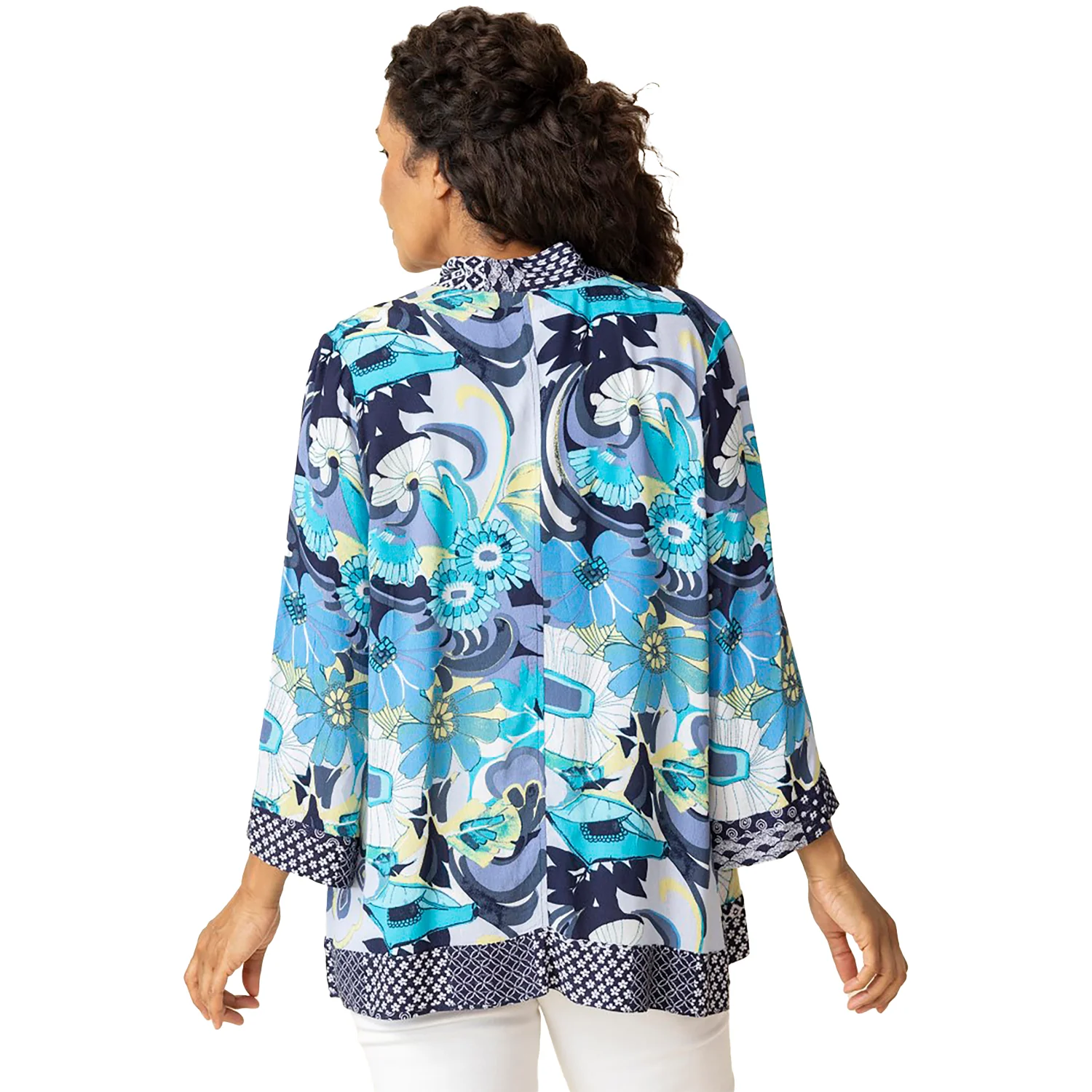 Habitat Viscose Rayon Beach Mix Kimono Cover Up Women's Long Sleeve Top Indigo - Image 2