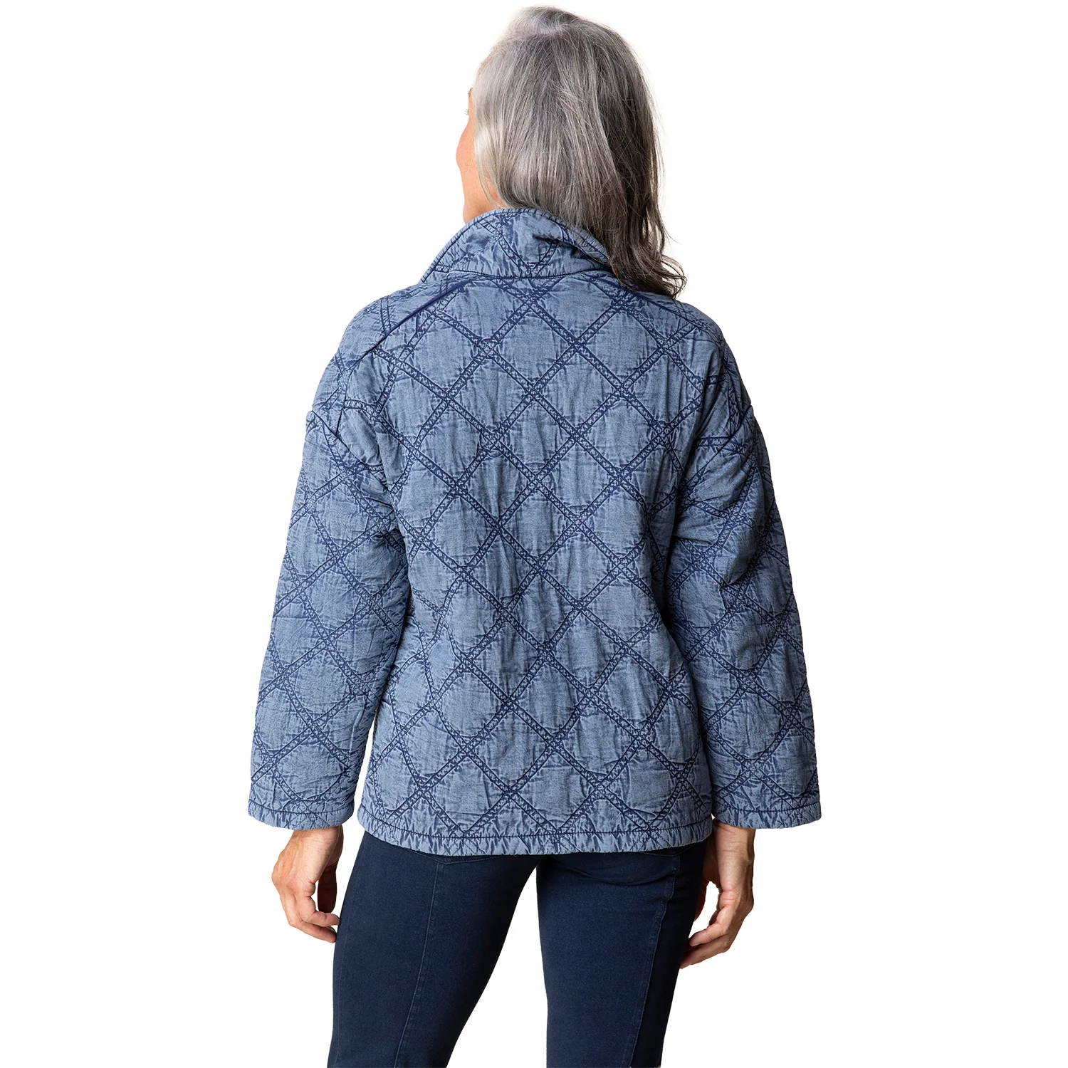 Habitat Washed Quilted Cotton Jacket Windjammer Women's Outerwear Indigo - Image 2