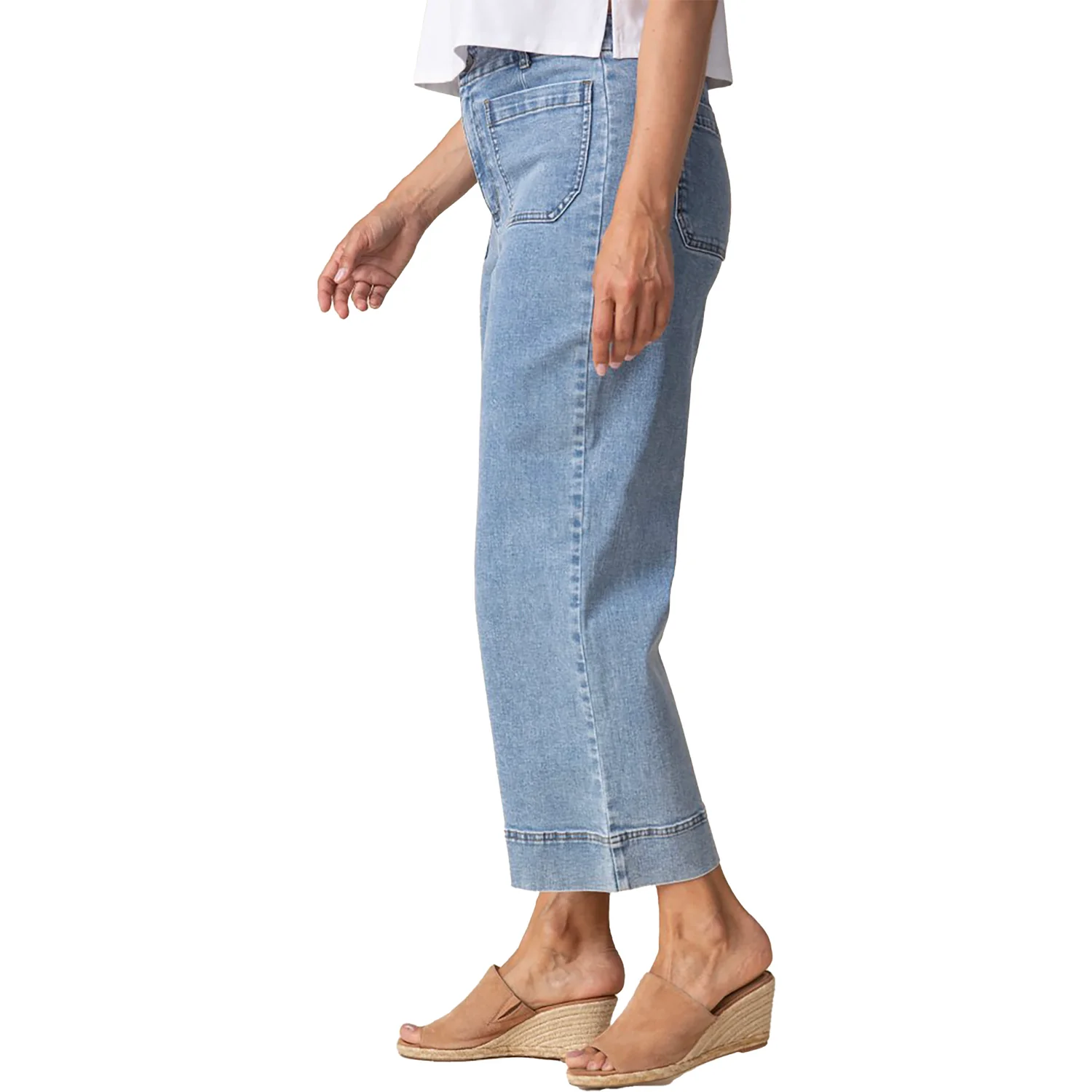 Habitat Wide Leg Crop Stretch Women's Pants Light Denim - Image 2