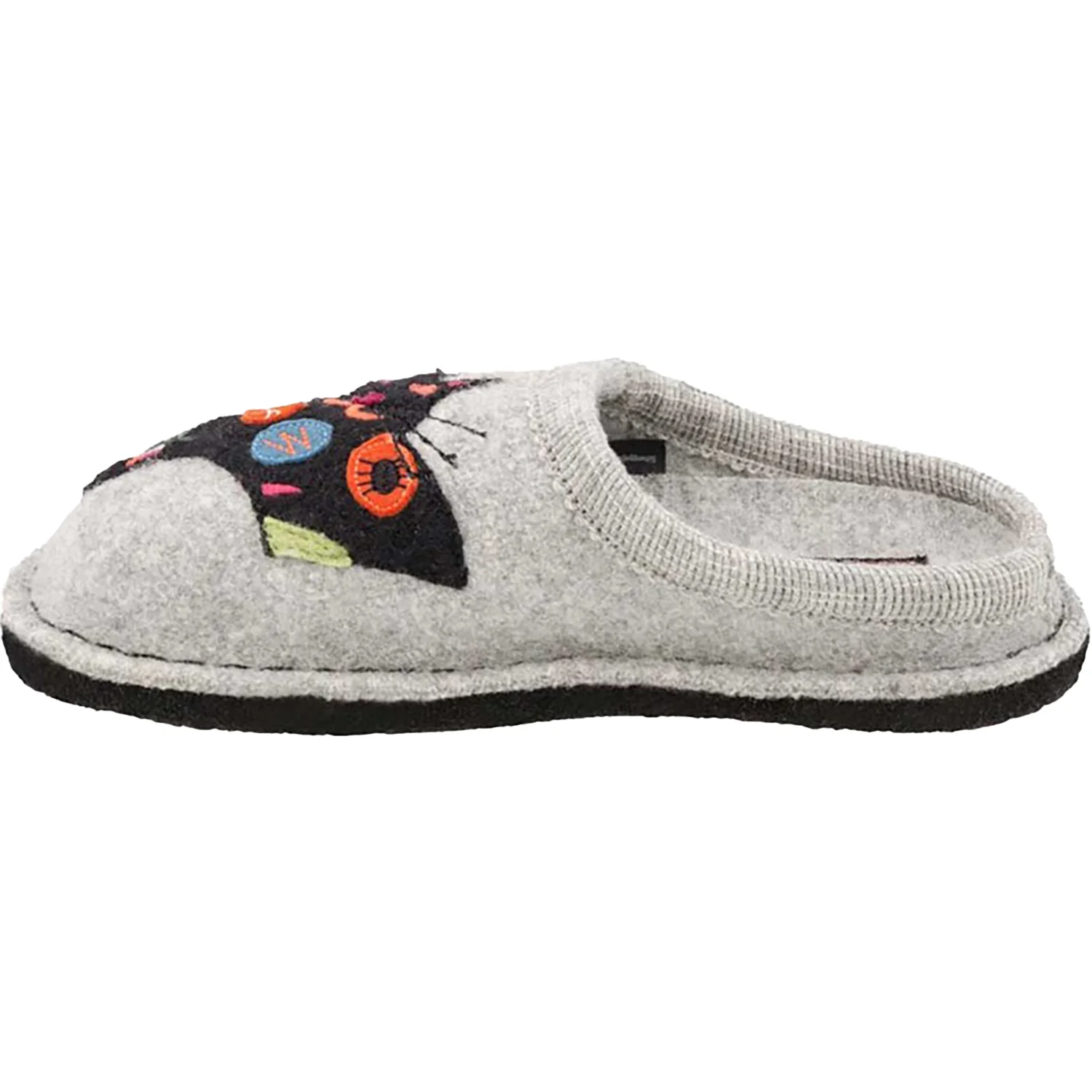 Haflinger Sassy Cat Women's Open Back Slippers Silver Grey - Image 3