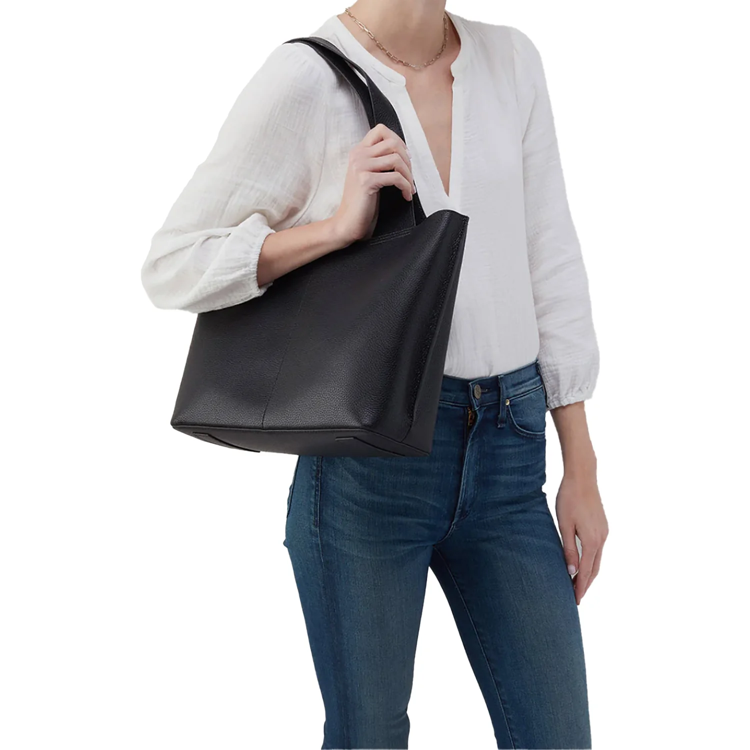 Hobo International Vida Tote Tote Bag Black Micro Pebbled Leather - Image 4