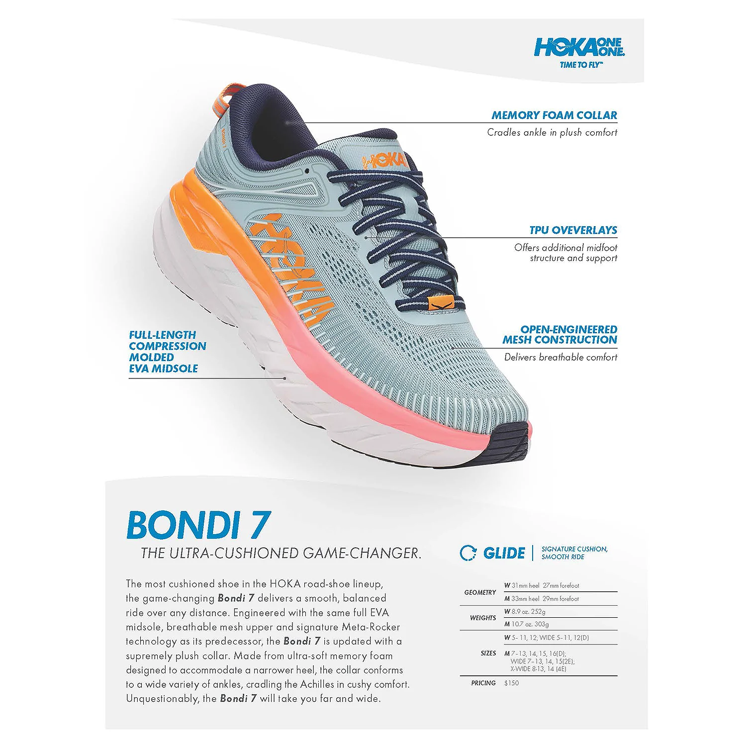 Hoka Bondi 7 (Neutral Support) Women's Running Shoes White/White Mesh - Image 6