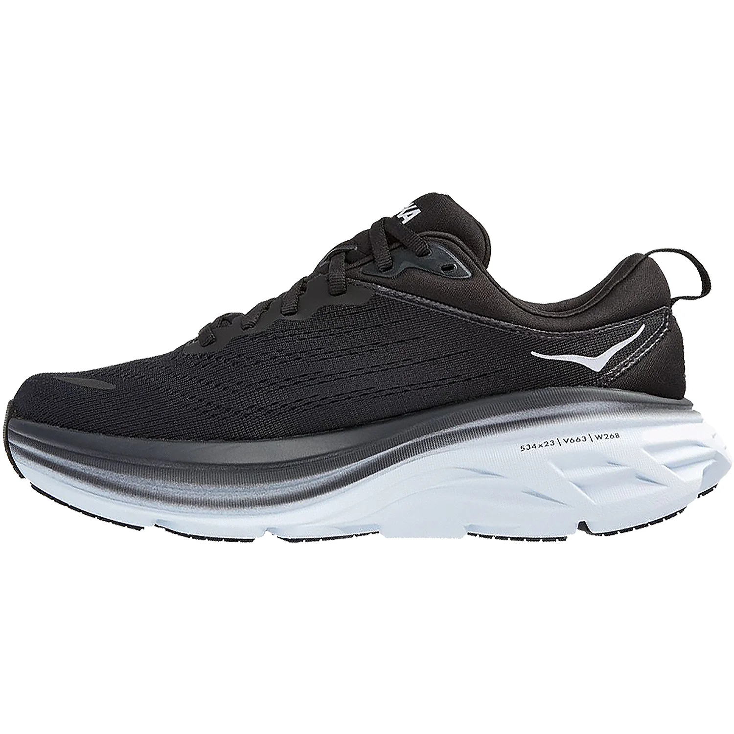 Hoka Bondi 8 (Neutral Support) Women's Road Running Shoes Black/White Mesh - Image 3