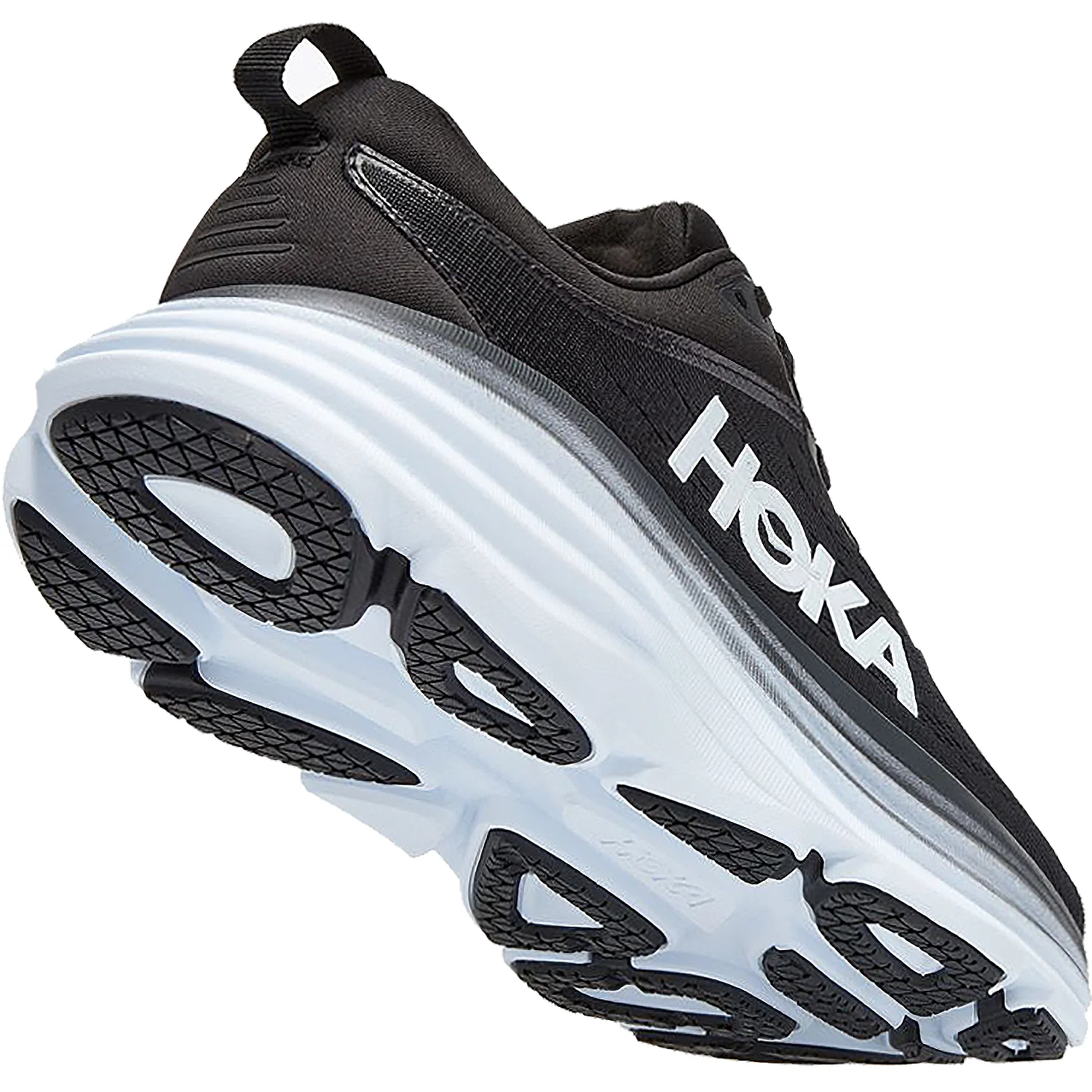 Hoka Bondi 8 (Neutral Support) Women's Road Running Shoes Black/White Mesh - Image 4