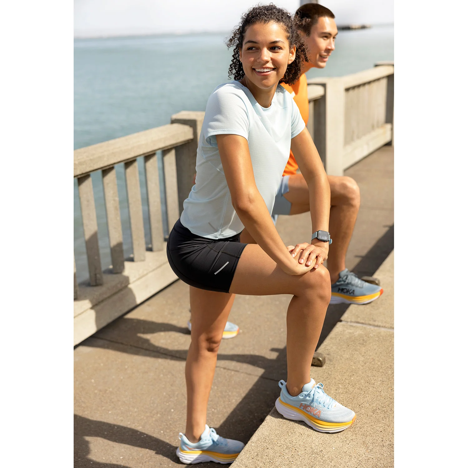Hoka Bondi 8 (Neutral Support) Women's Road Running Shoes Black/White Mesh - Image 8