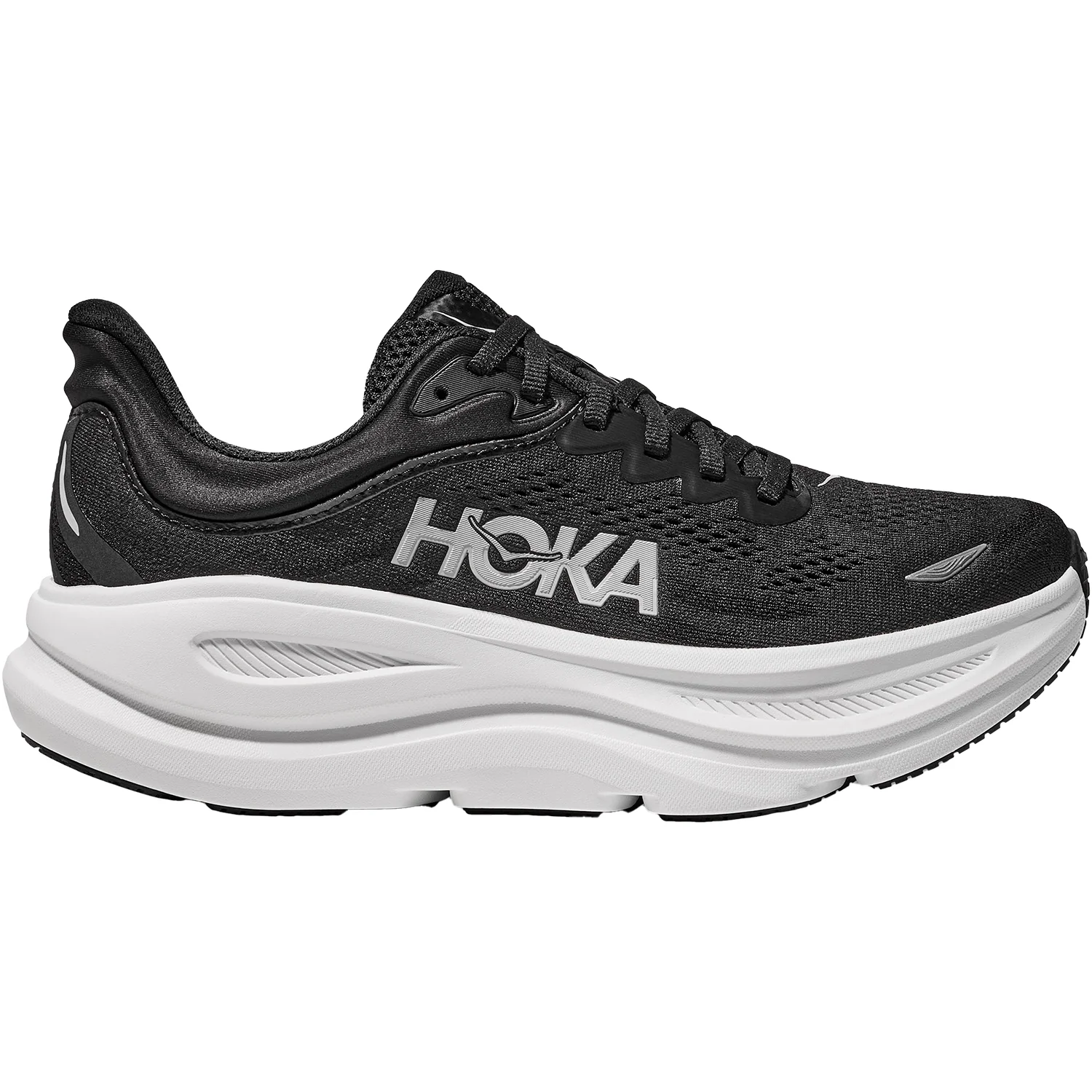 Hoka Bondi 9 (Neutral Support) Women's Athletic Shoes Black/White Mesh