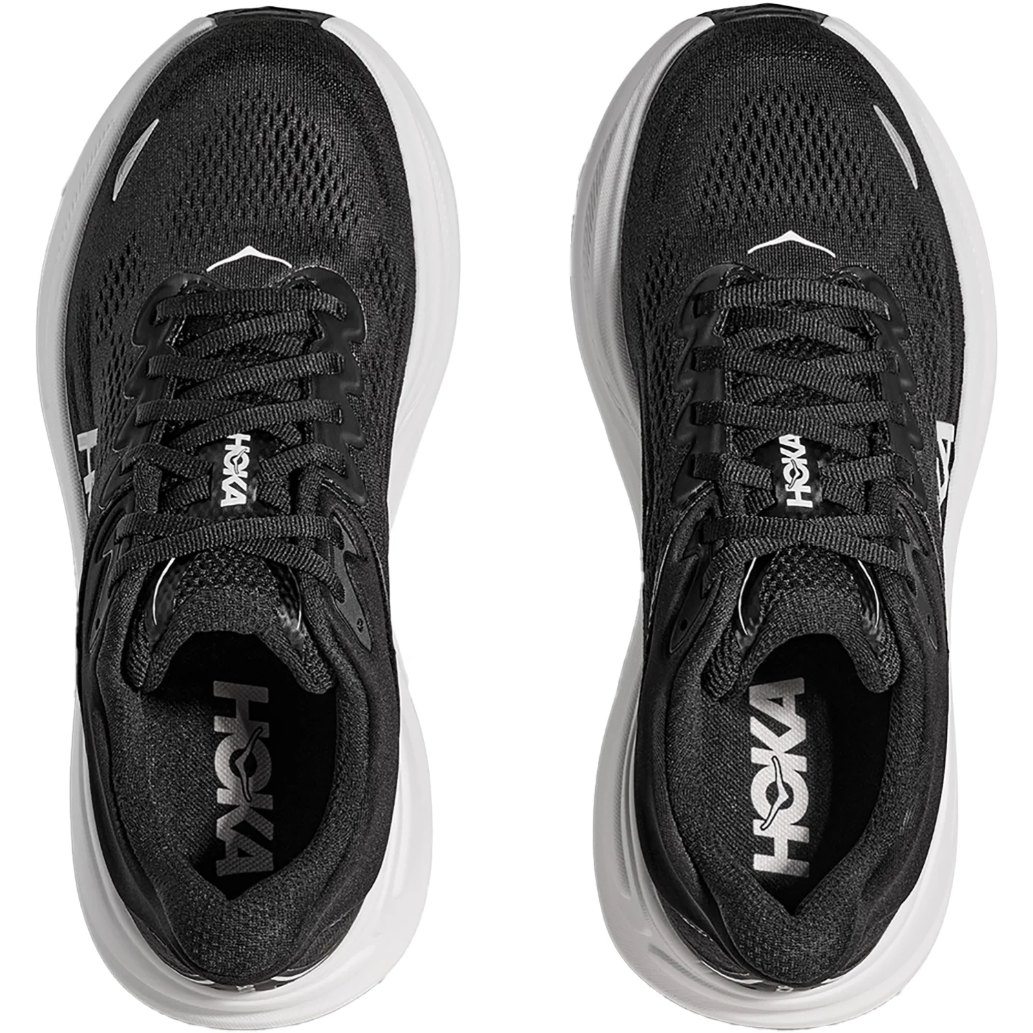 Hoka Bondi 9 (Neutral Support) Women's Athletic Shoes Black/White Mesh - Image 2
