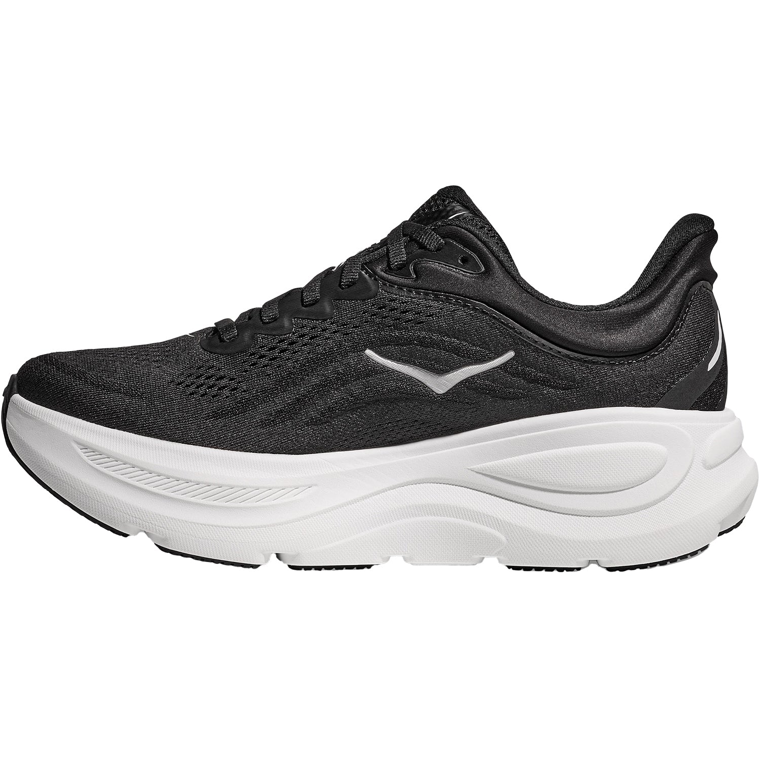 Hoka Bondi 9 (Neutral Support) Women's Athletic Shoes Black/White Mesh - Image 3