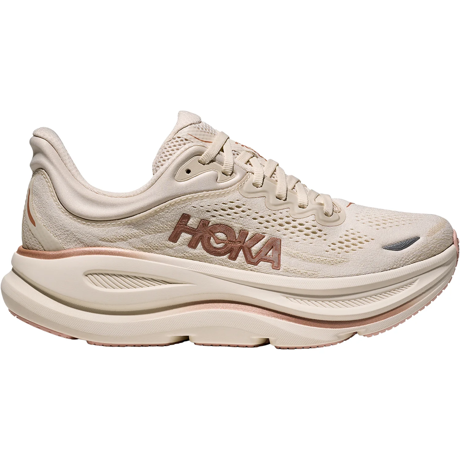 Hoka Bondi 9 (Neutral Support) Women's Athletic Shoes Oat Milk/Rose Gold