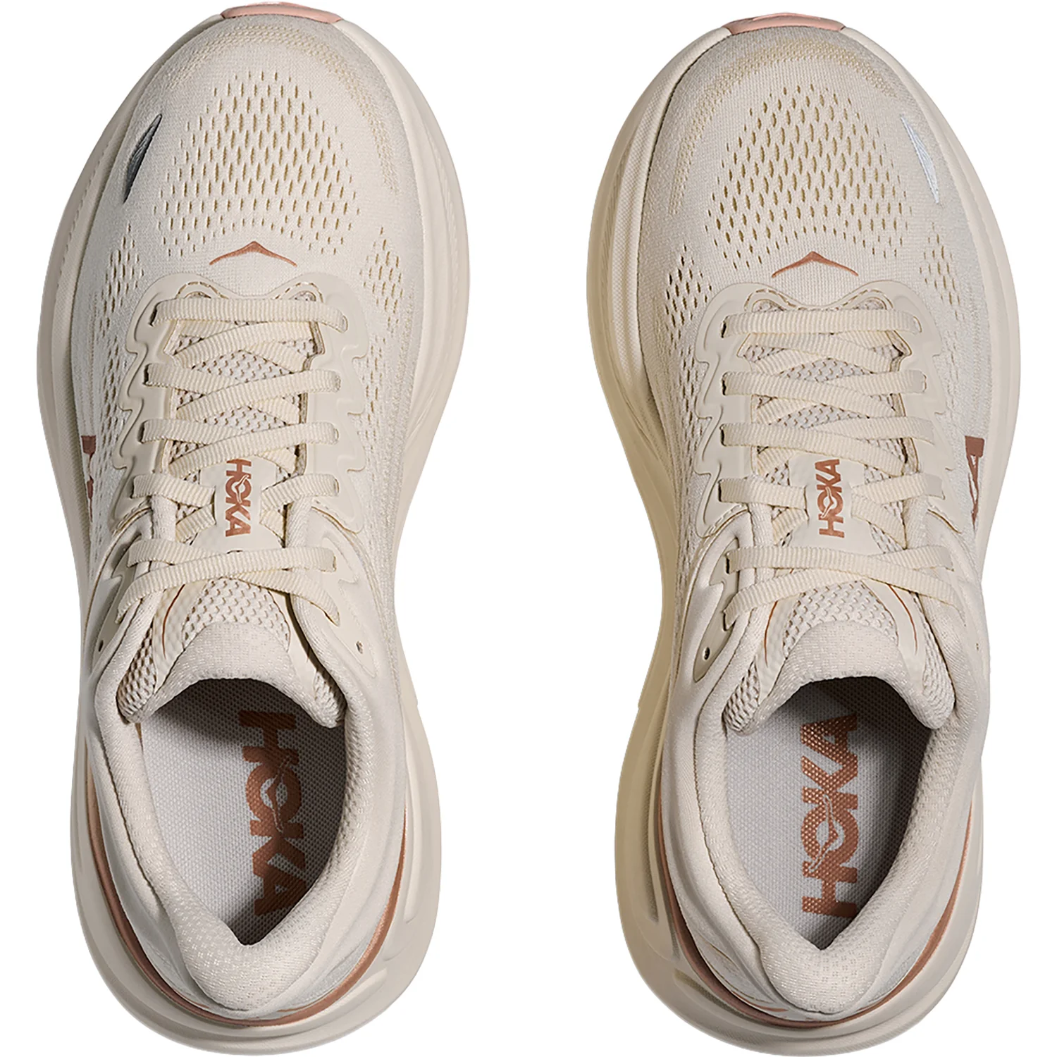 Hoka Bondi 9 (Neutral Support) Women's Athletic Shoes Oat Milk/Rose Gold - Image 2