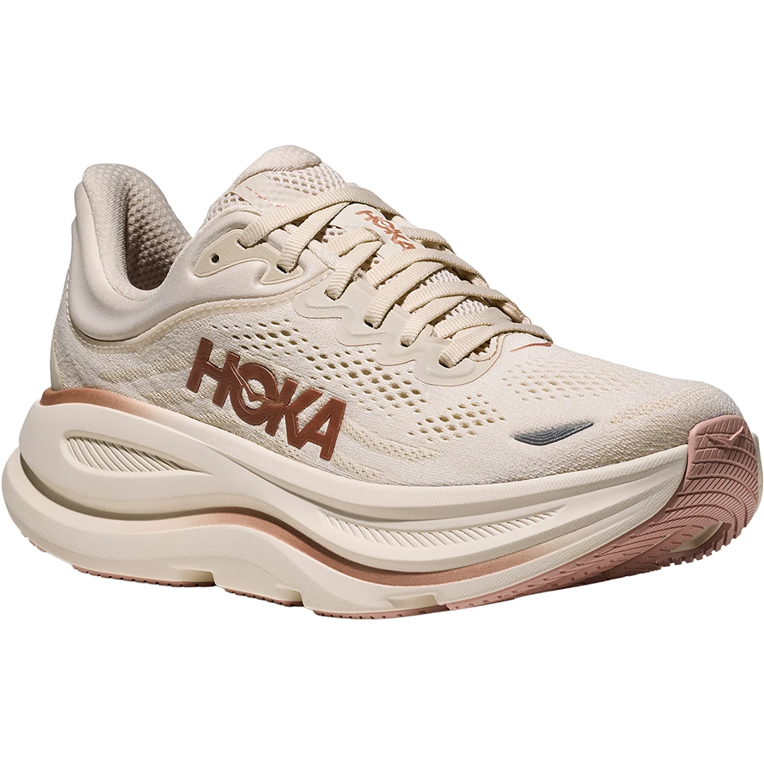 Hoka Bondi 9 (Neutral Support) Women's Athletic Shoes Oat Milk/Rose Gold - Image 5