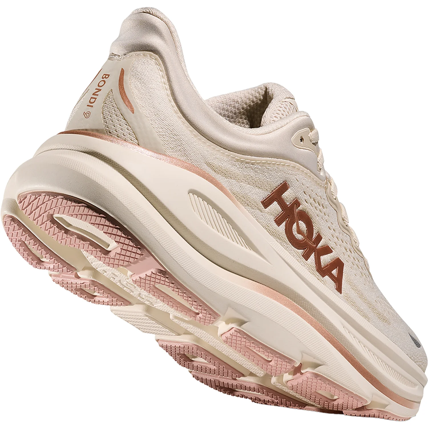 Hoka Bondi 9 (Neutral Support) Women's Athletic Shoes Oat Milk/Rose Gold - Image 7