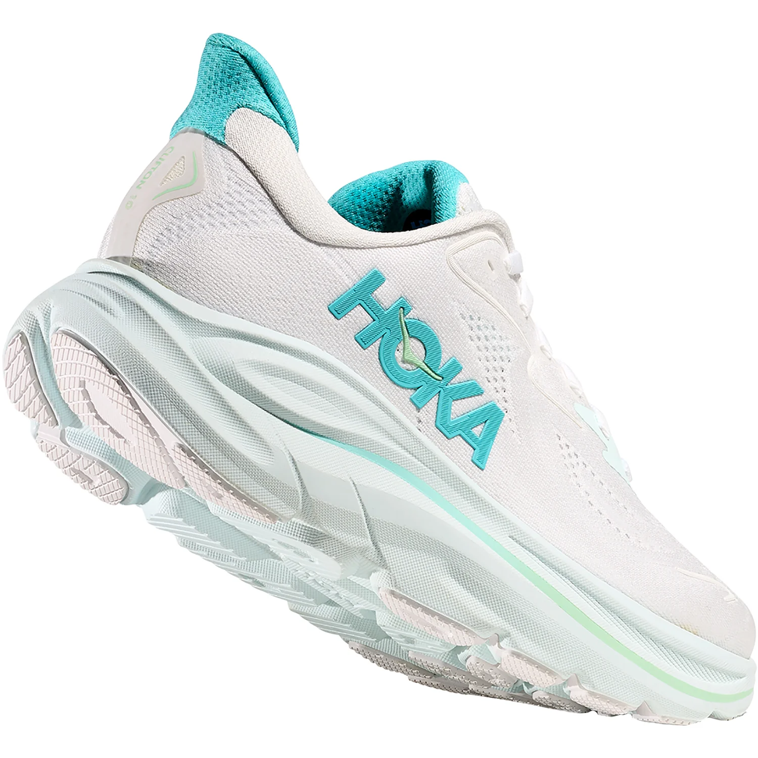 Hoka Clifton 10 Mesh (Neutral Support) Women's Athletic Shoes White/Cielo Blue - Image 6