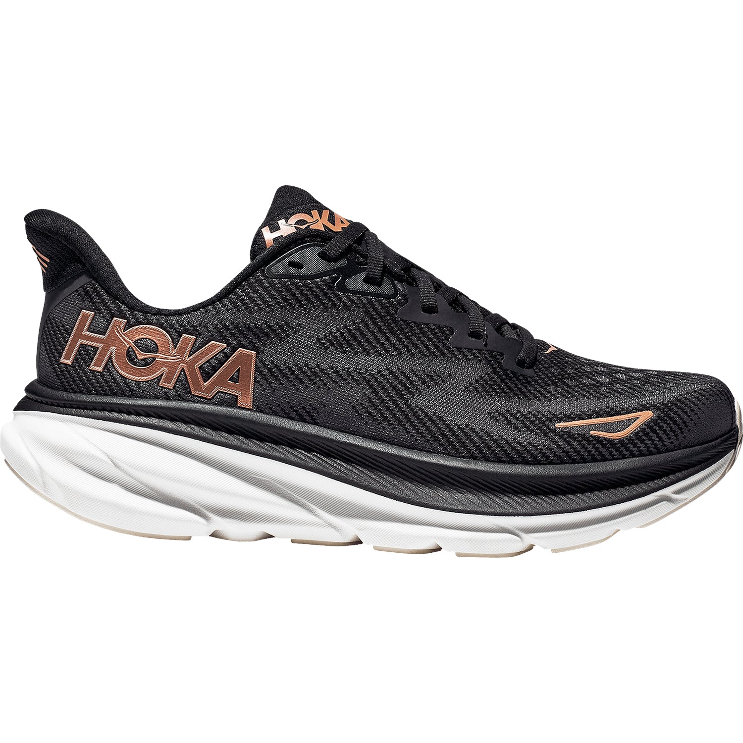 Hoka Clifton 9 (Neutral Support) Women's Running Shoes Black/Rose Gold Mesh