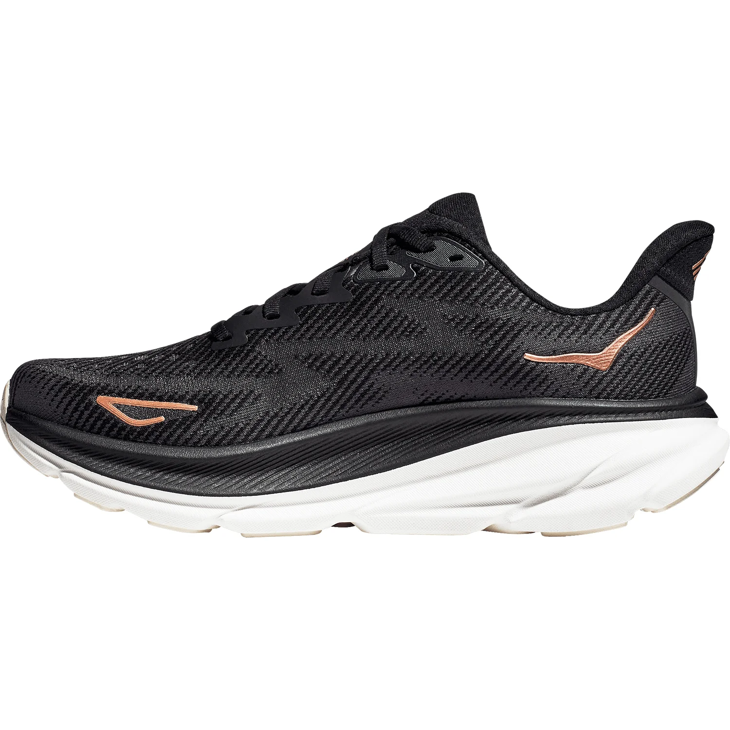 Hoka Clifton 9 (Neutral Support) Women's Running Shoes Black/Rose Gold Mesh - Image 3
