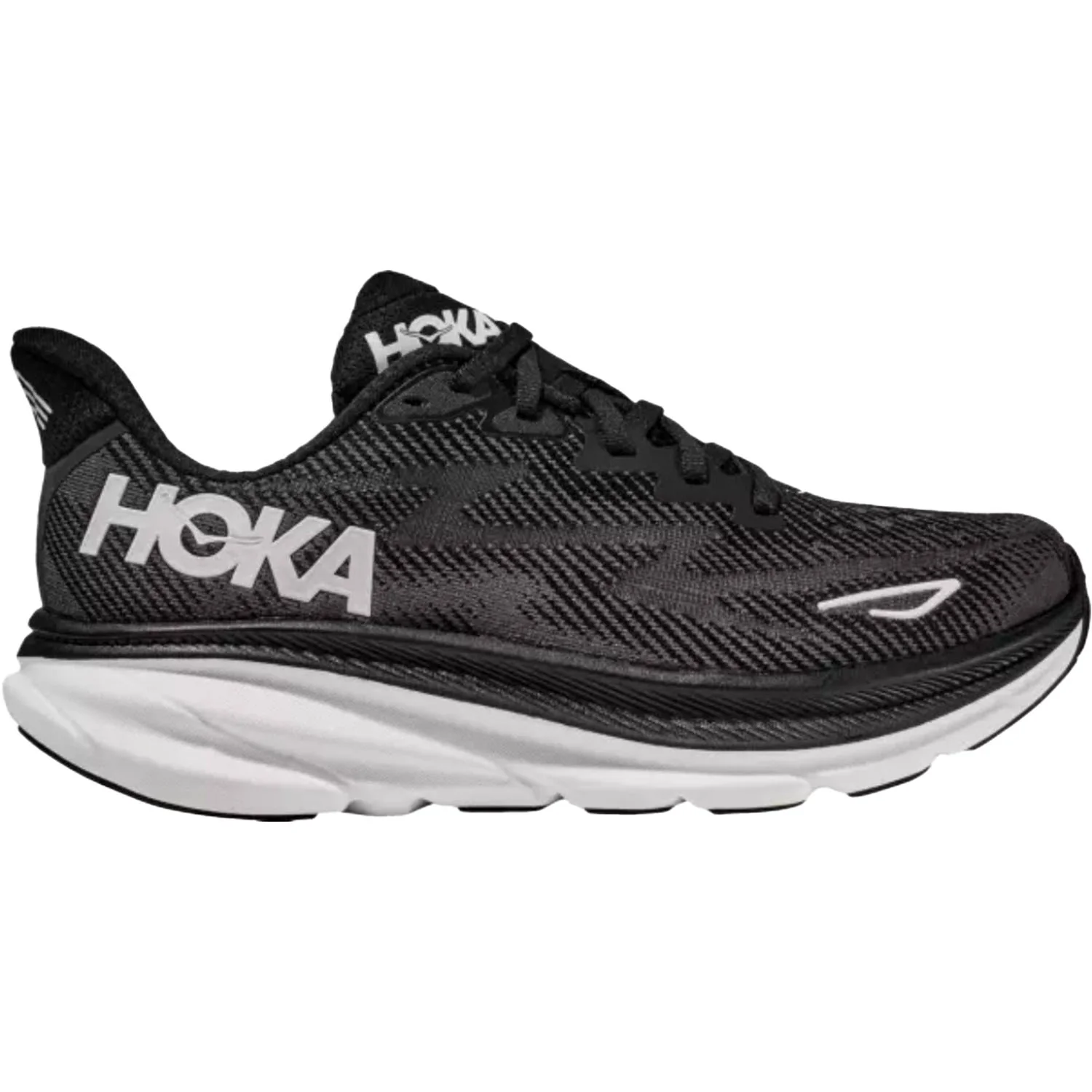 Hoka Clifton 9 (Neutral Support) Women's Road Running Shoes Black/White Mesh