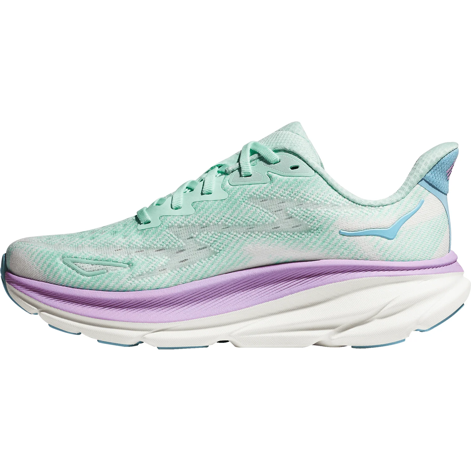 Hoka Clifton 9 (Neutral Support) Women's Road Running Shoes Sunlit Ocean/Lilac Mist Mesh - Image 3