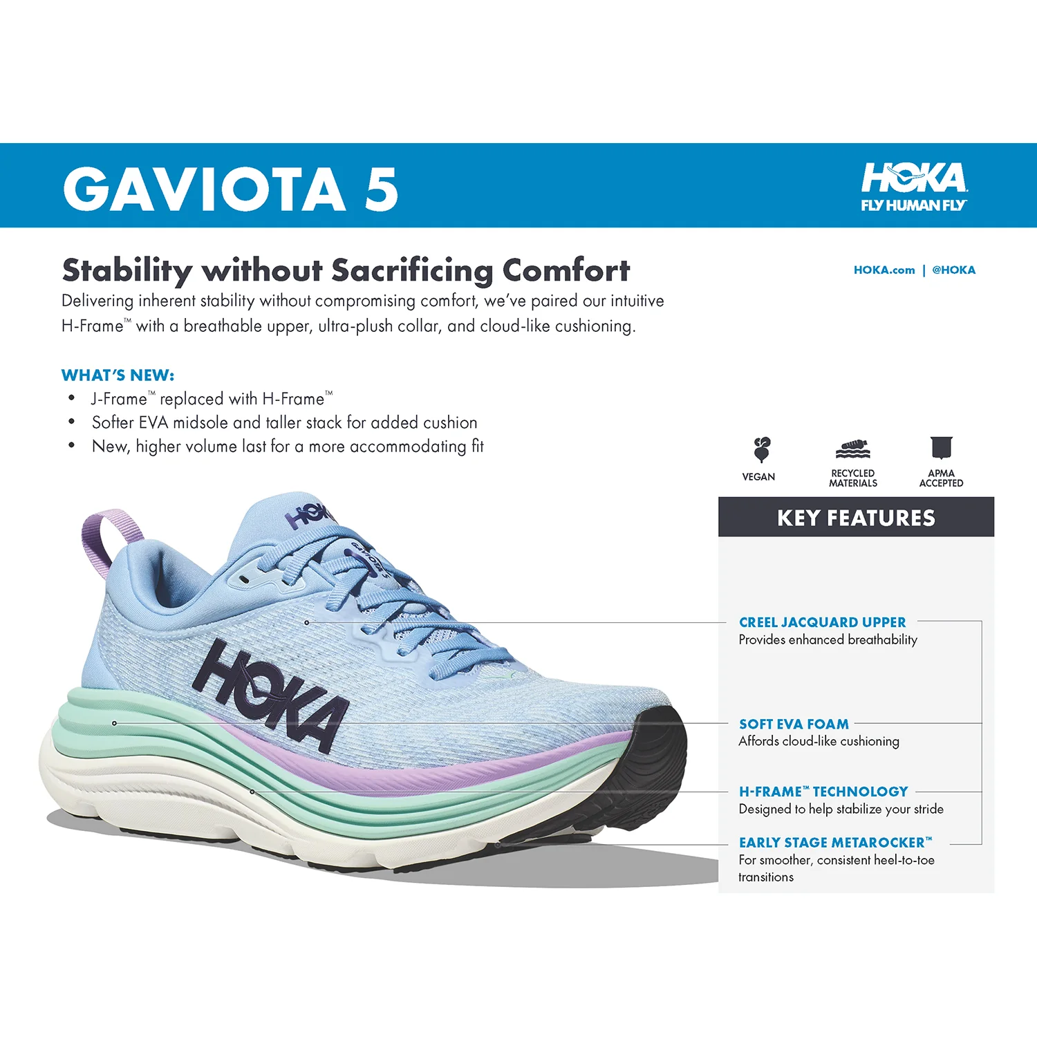Hoka Gaviota 5 (Stability Support) Women's Running Shoes Black/White Mesh - Image 5