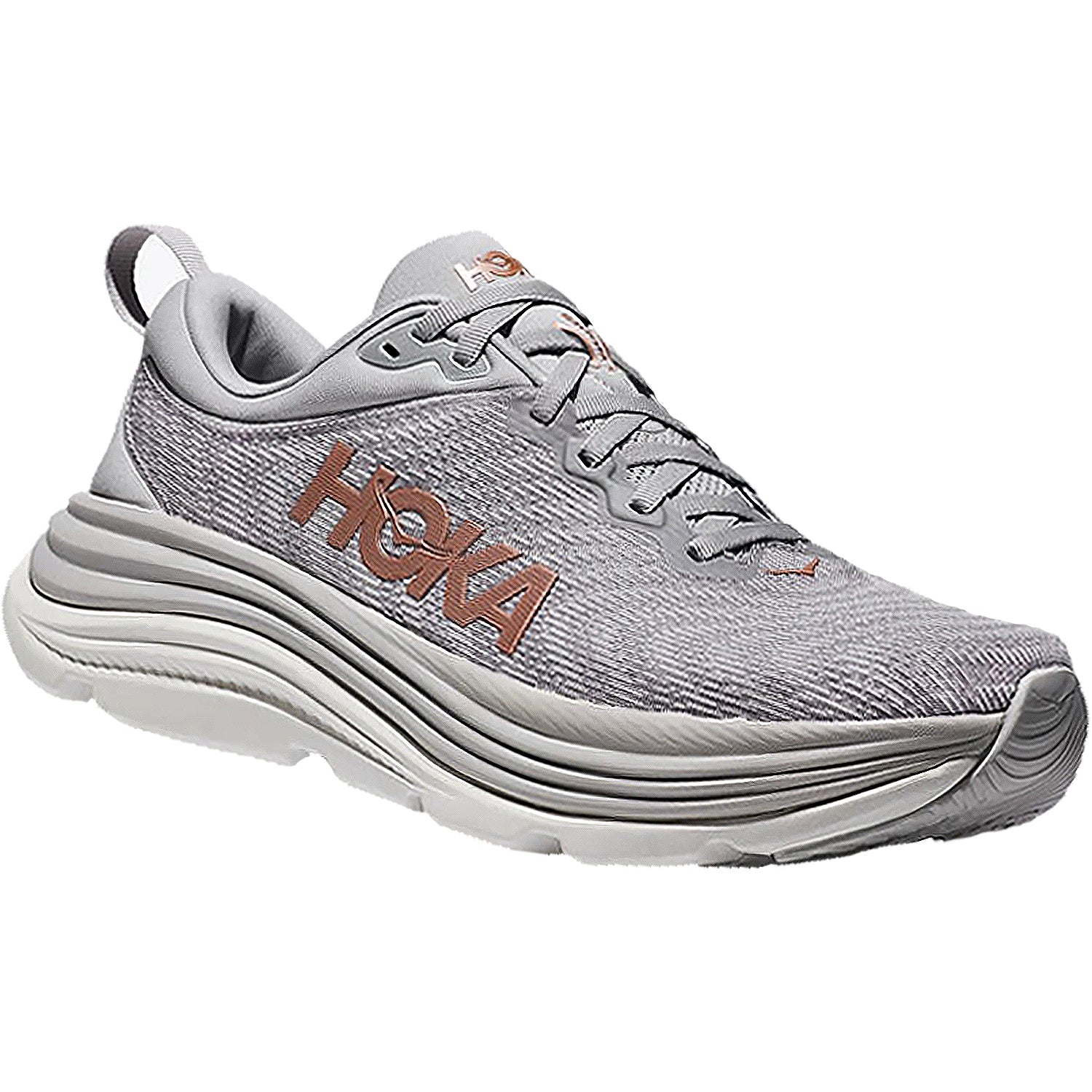 Hoka Gaviota 5 (Stability Support) Women's Running Shoes Harbor Mist/Rose Gold Mesh - Image 3