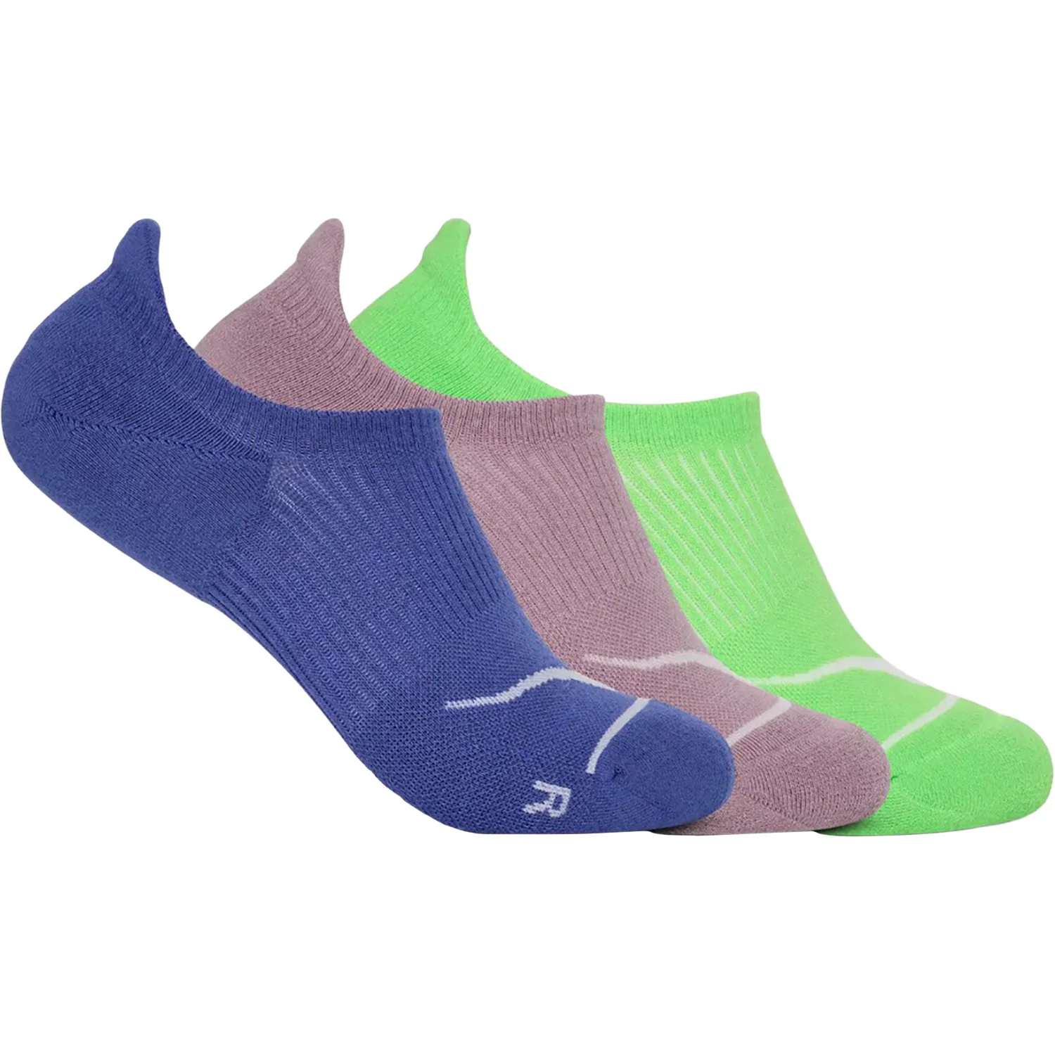 Hoka Invisible 3-Pack Women's Socks Celestial Blue/Fragrant Lilac/Neon Green