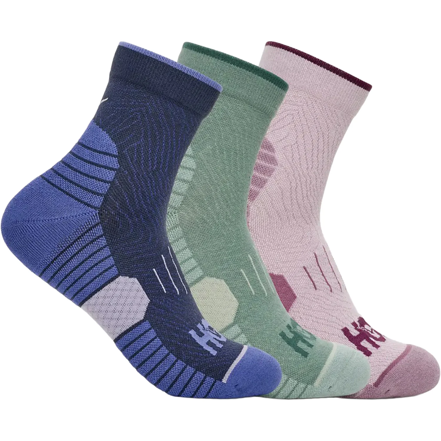 Hoka Quarter Run 3-Pack Women's Socks Varsity Navy/Rosemary/Lilac Cream