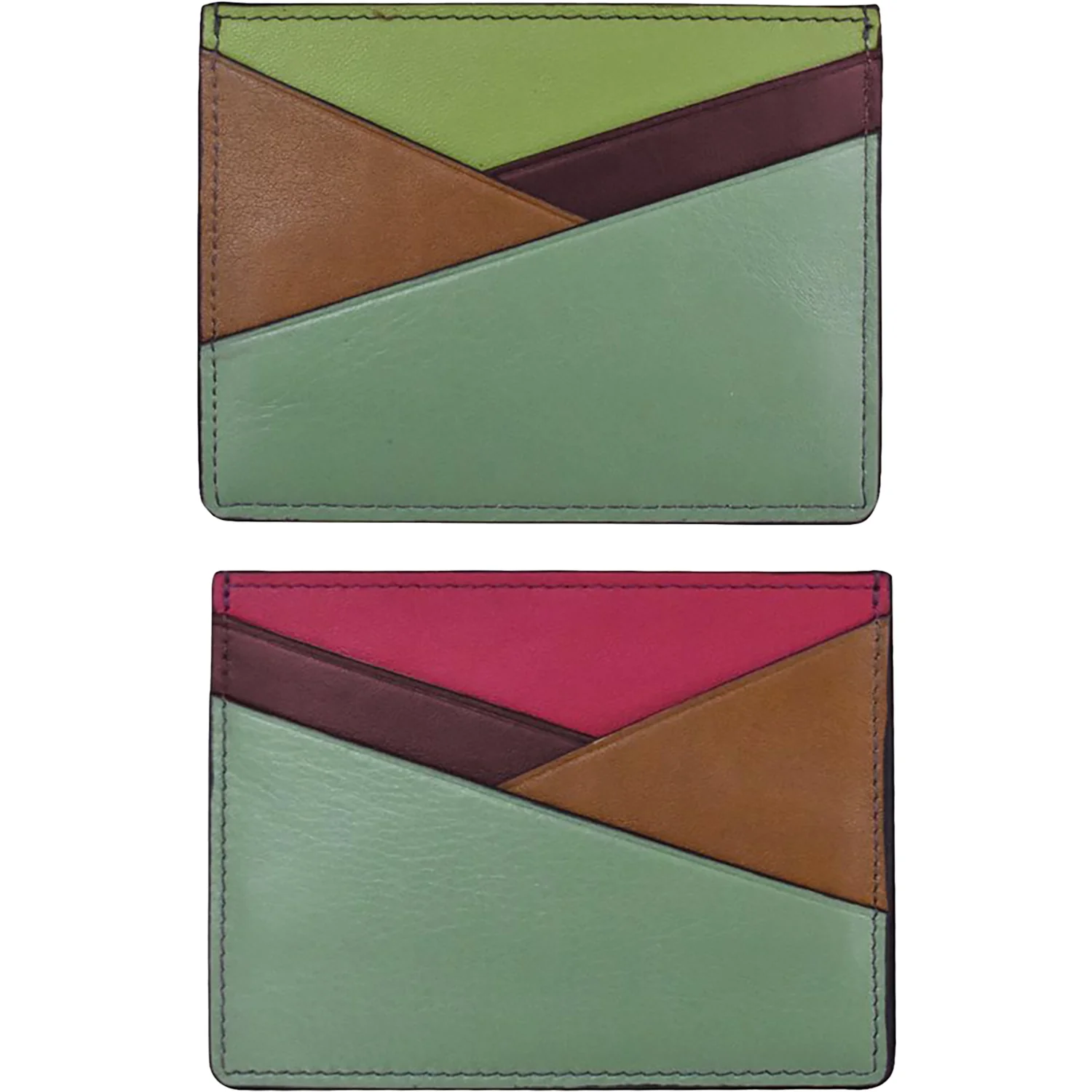 ili New York Asymmetic Card Case  Sage Multi Leather
